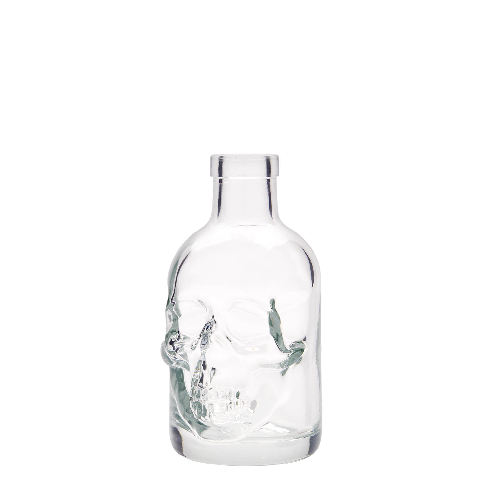 Bottiglia di vetro da 200 ml 'Teschio', bocca: sughero Bottiglia di vetro da 200 ml 'Teschio', bocca: sughero