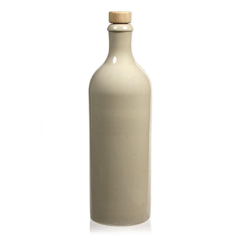 750 ml Bottiglia in ceramica, ceramica grès, beige, imboccatura: fascetta