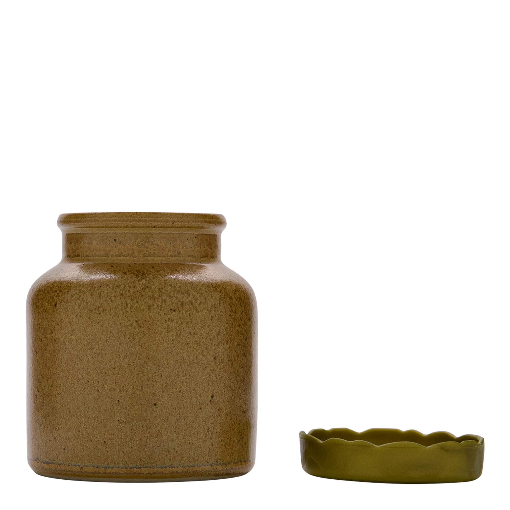 270 ml vaso in gres, ceramica, marrone-cristallo, bocca: coperchio a calotta