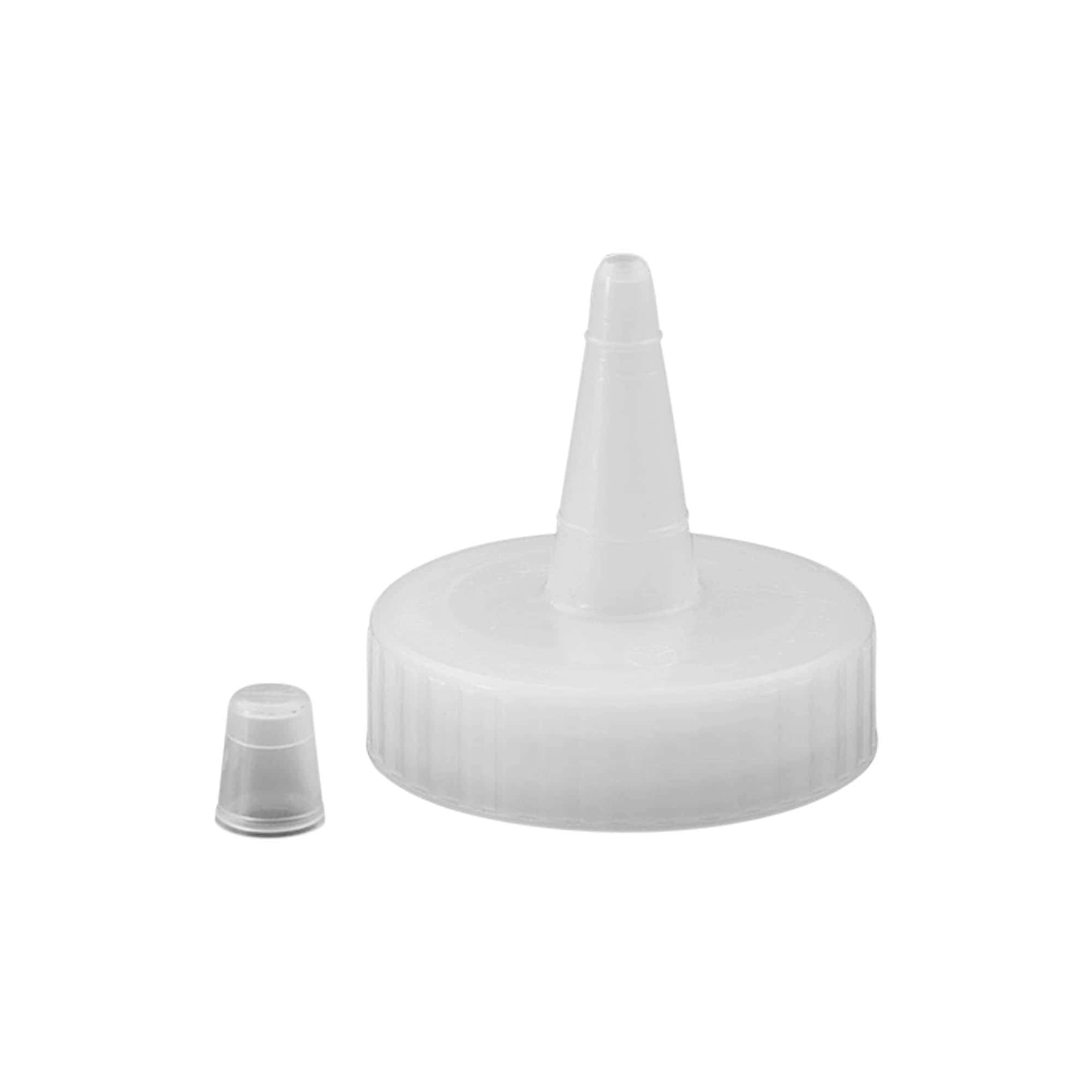 Tappo a vite con beccuccio a spruzzo, plastica PP, bianco, per bocca: 38/400