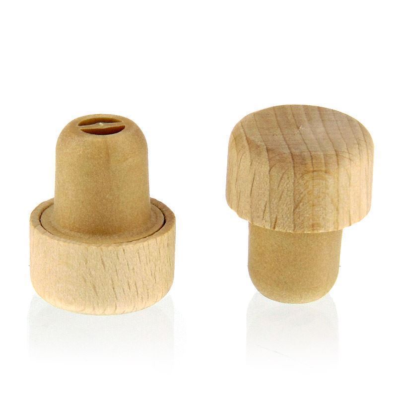 Tappo con impugnatura e apertura dosatrice 19 mm, legno/plastica, beige, per bocca: sughero Tappo con impugnatura e apertura dosatrice 19 mm, legno/plastica, beige, per bocca: sughero