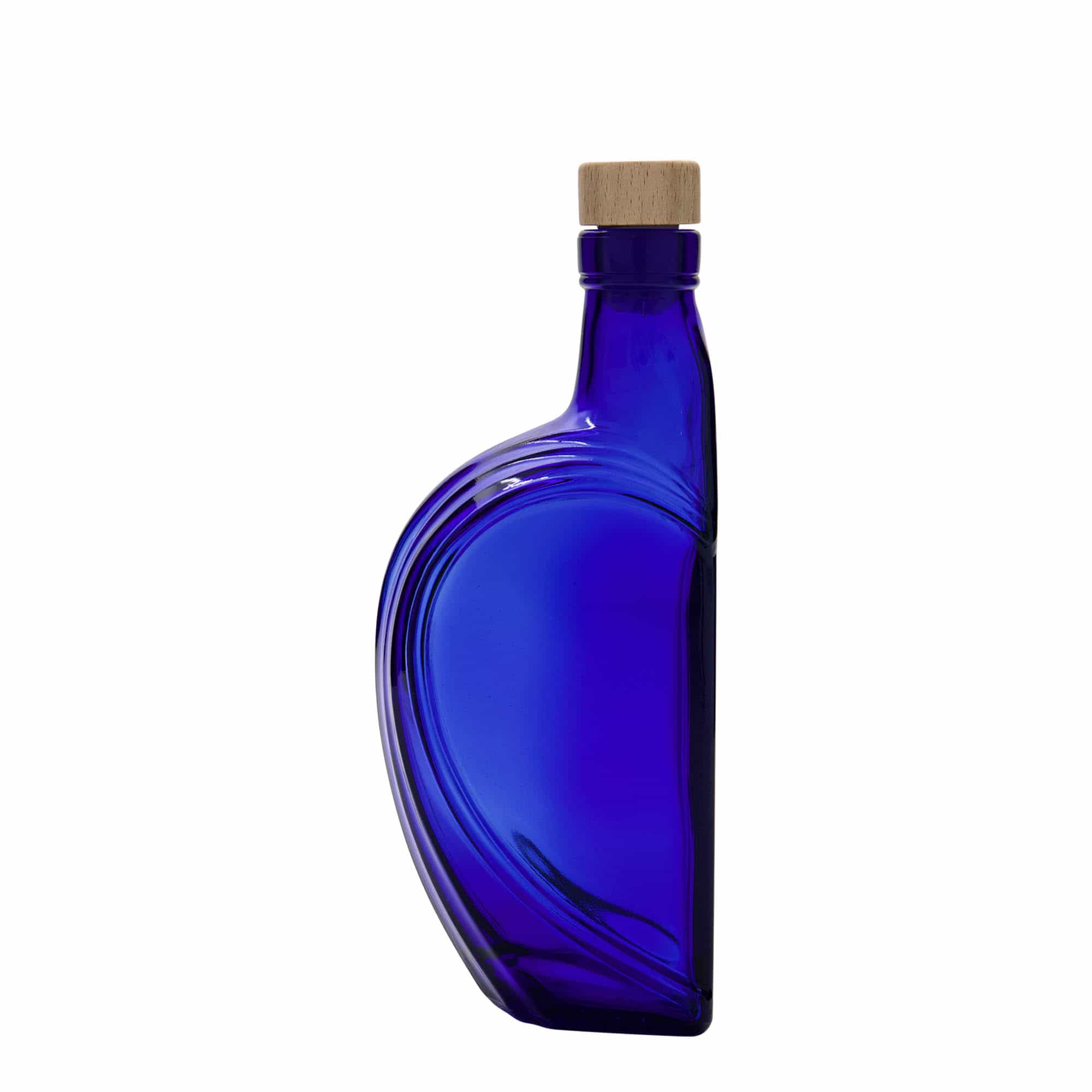 Bottiglia di vetro 375 ml 'Sweethearts', rettangolare, blu reale, apertura: tappo di sughero