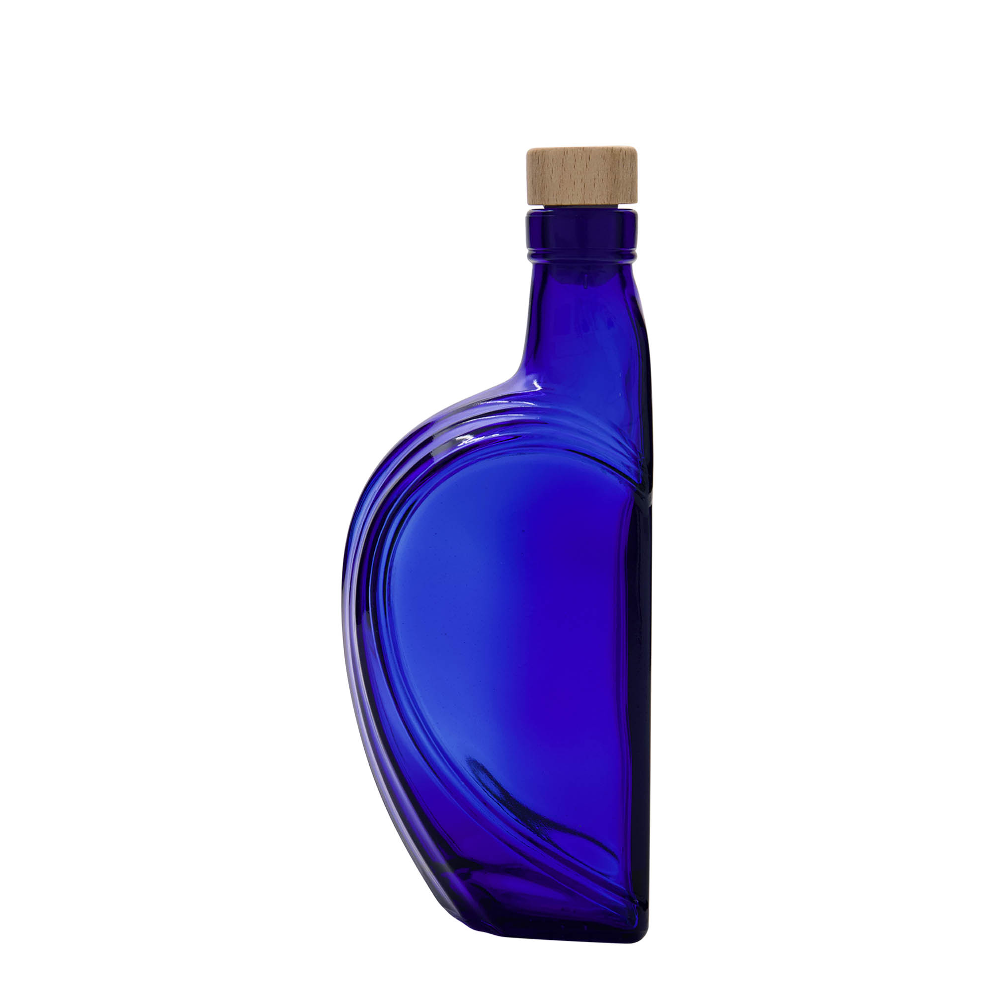 Bottiglia di vetro 375 ml 'Sweethearts', rettangolare, blu reale, apertura: tappo di sughero Bottiglia di vetro 375 ml 'Sweethearts', rettangolare, blu reale, apertura: tappo di sughero