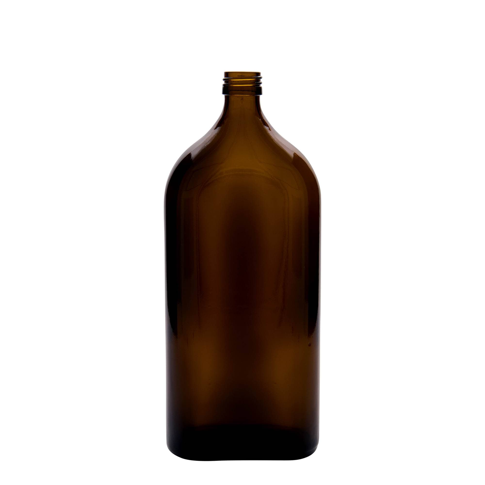 1.000 ml bottiglia medicinale Meplat, ovale, vetro, marrone, bocca: PP 28