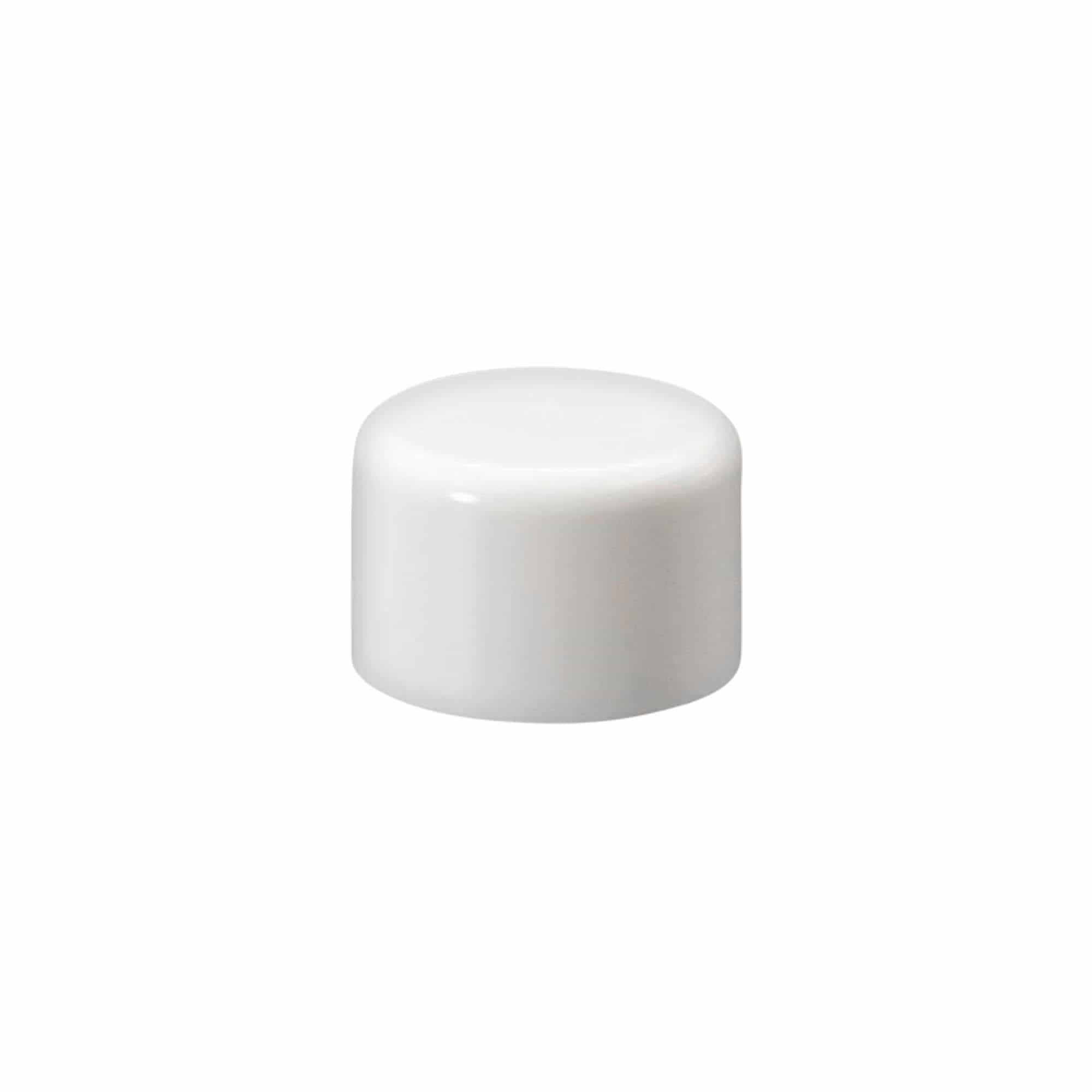 Tappo a vite per bottiglia rotonda con inserto a siringa, plastica PE, bianco, per bocca: DIN 18