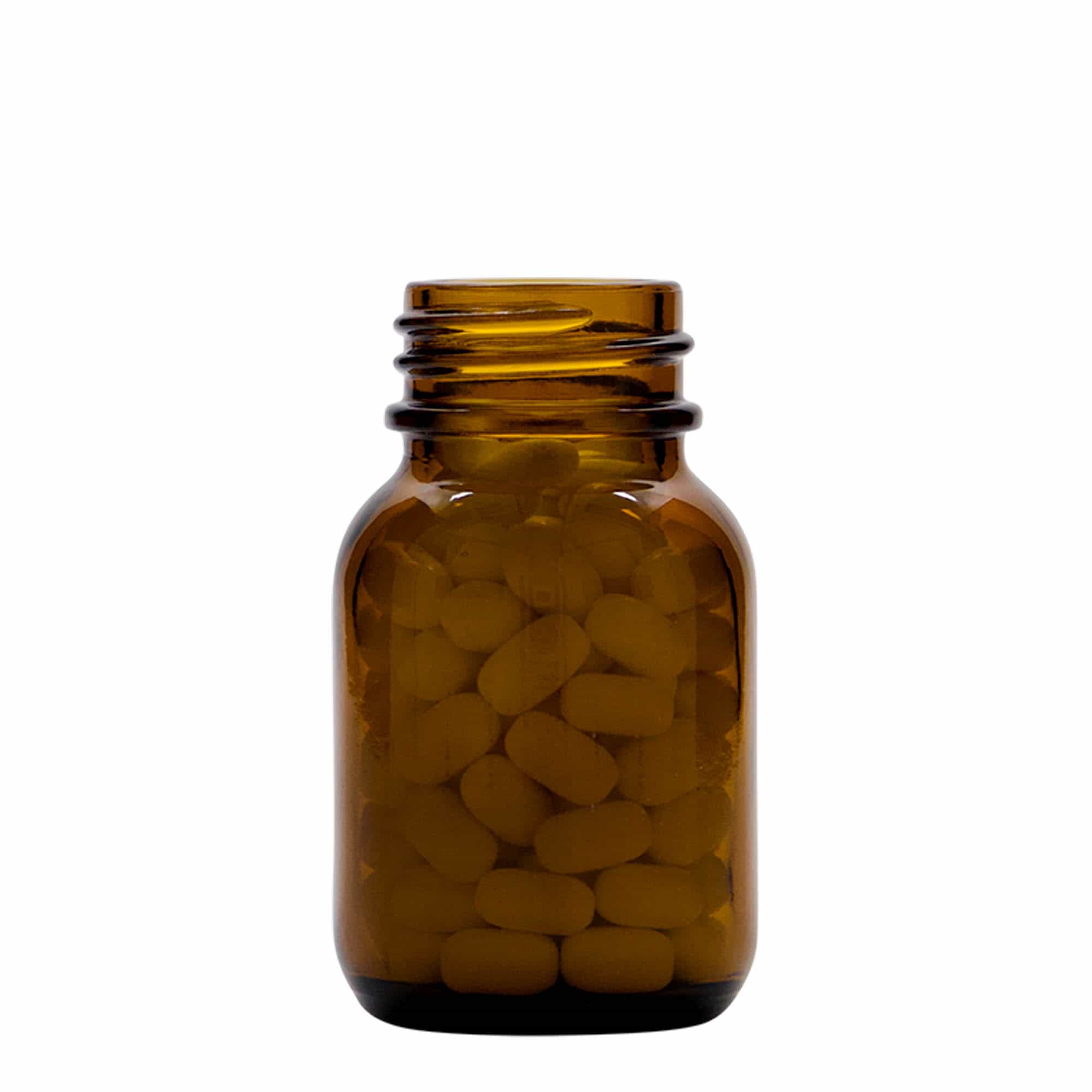 50 ml Vasetto di vetro a bocca larga, marrone, imboccatura: DIN 32