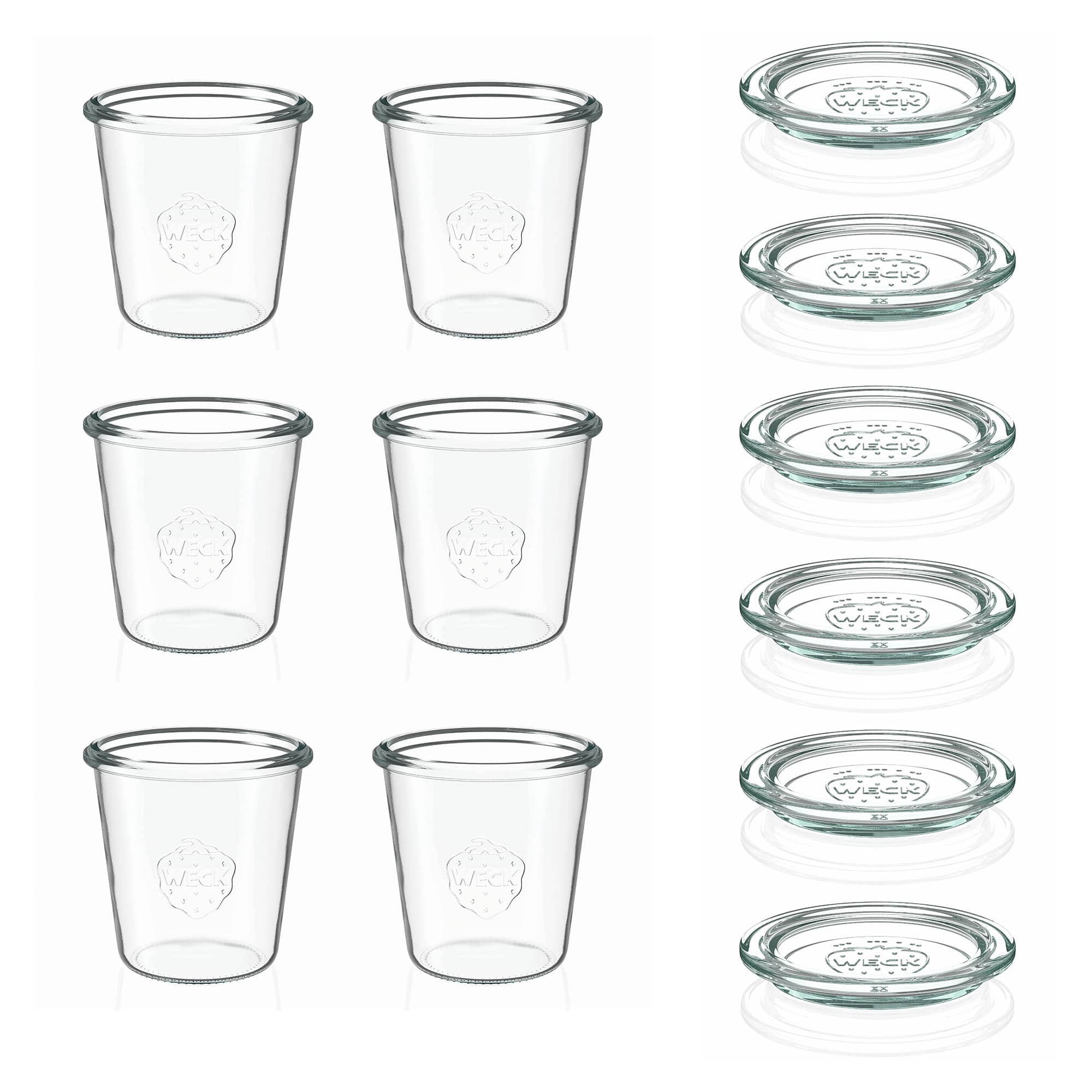 6x 290 ml vaso WECK a bocca larga alto con coperchio in vetro RR 80