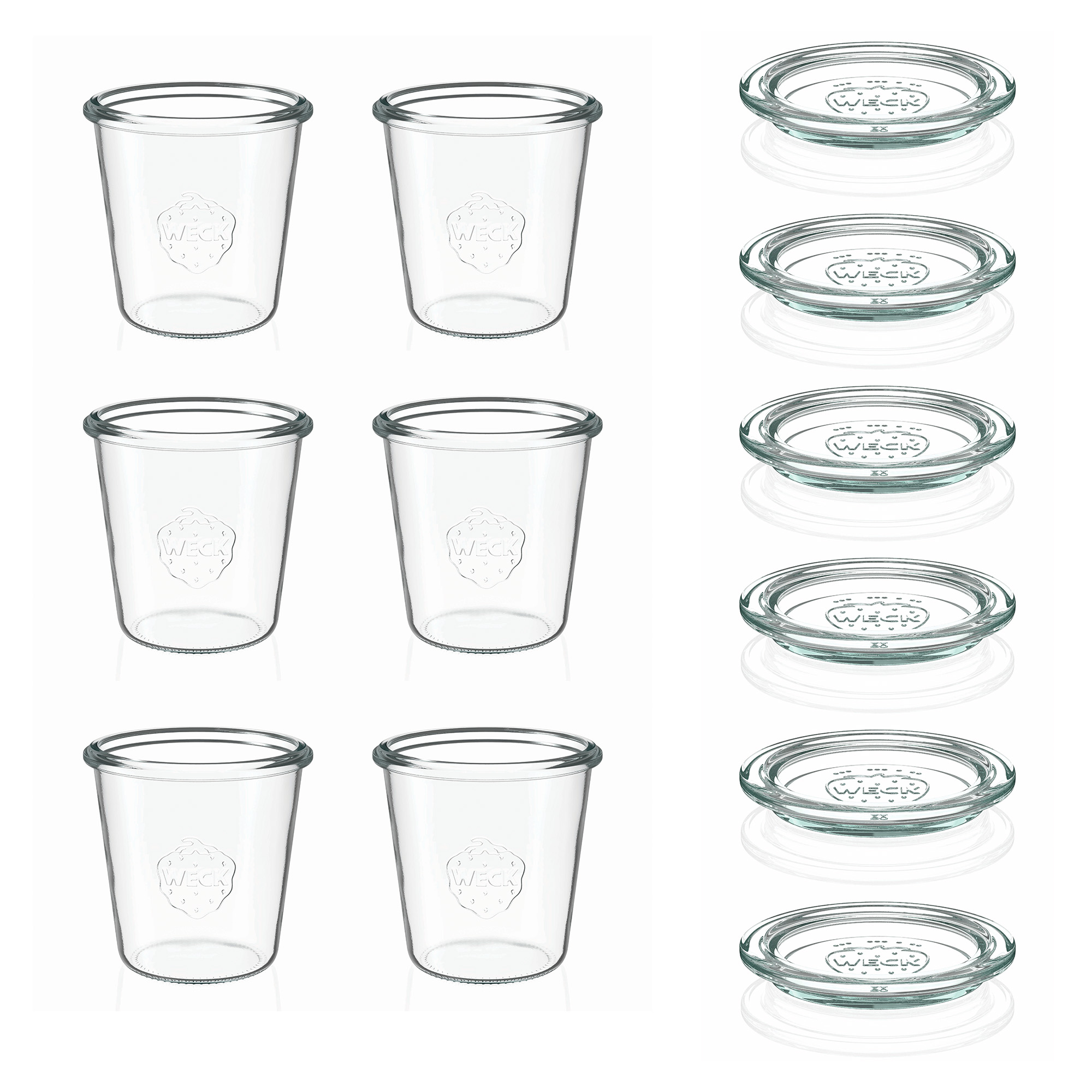 6x 290 ml vaso WECK a bocca larga alto con coperchio in vetro RR 80
