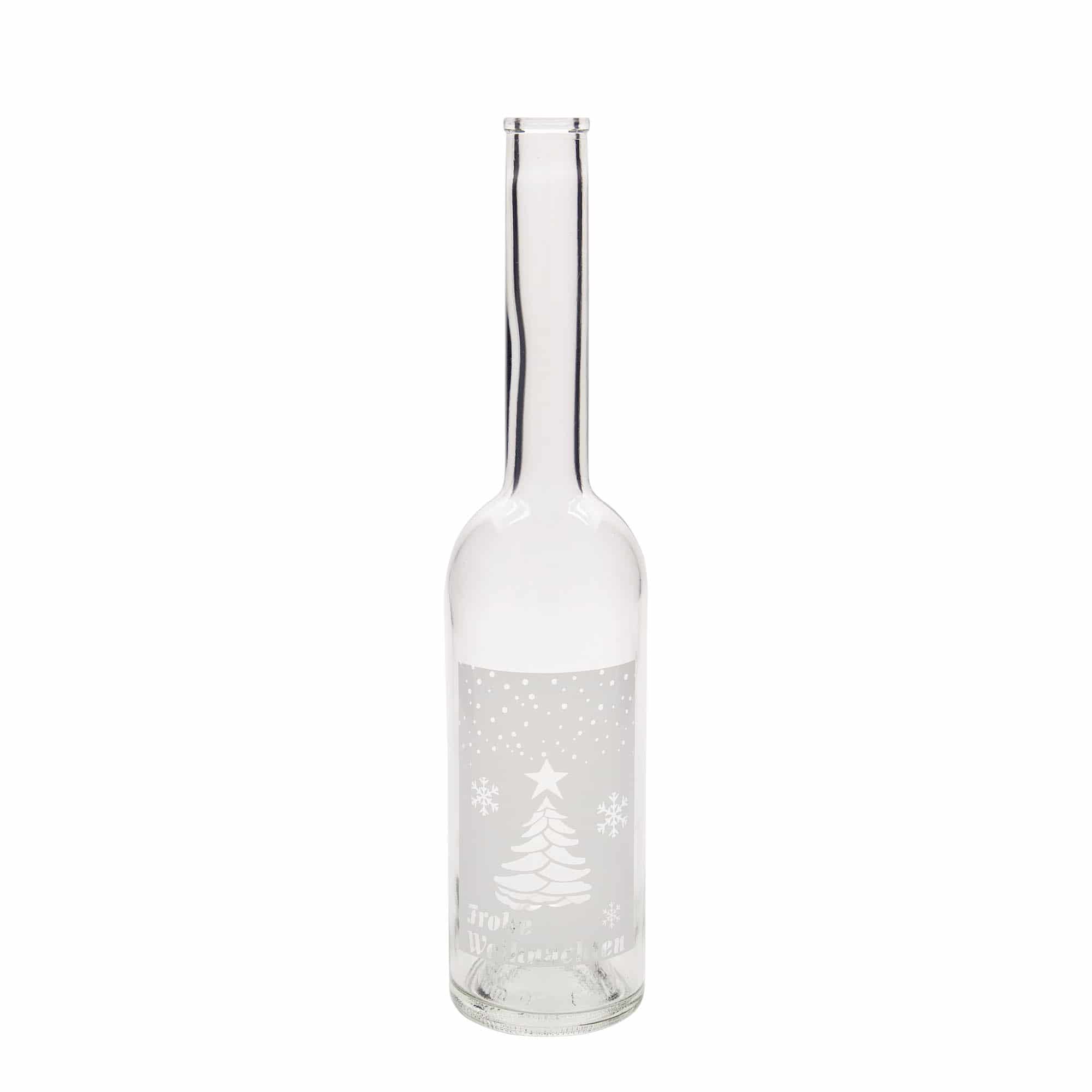 Bottiglia di vetro da 500 ml 'Opera', motivo: Natale bianco, bocca: tappo in sughero Bottiglia di vetro da 500 ml 'Opera', motivo: Natale bianco, bocca: tappo in sughero