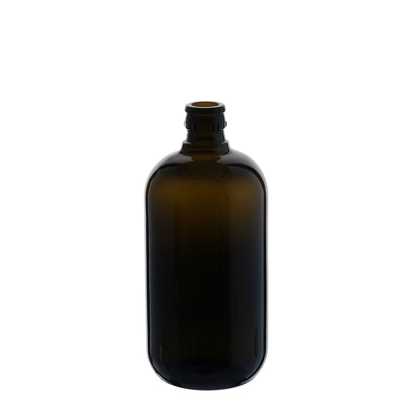 Bottiglia per aceto/olio da 750 ml 'Biolio', vetro, verde antico, bocca: DOP