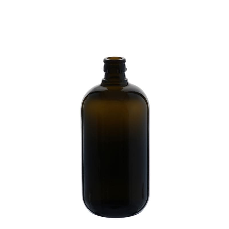 Bottiglia per aceto/olio da 750 ml 'Biolio', vetro, verde antico, bocca: DOP