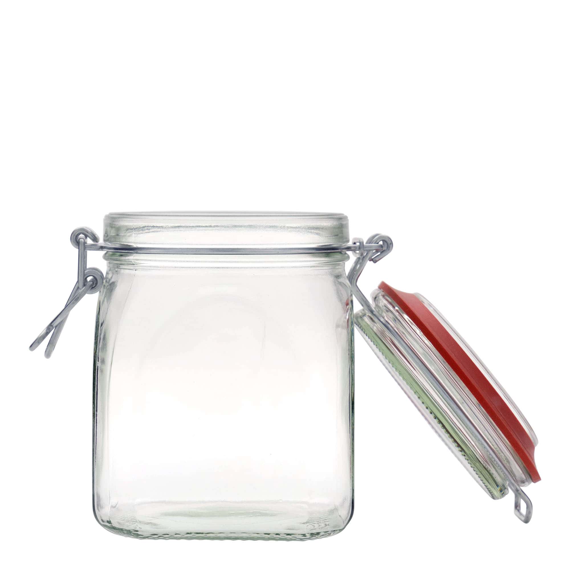 900 ml Barattolo ermetico, quadrato, vetro, imboccatura: chiusura meccanica
