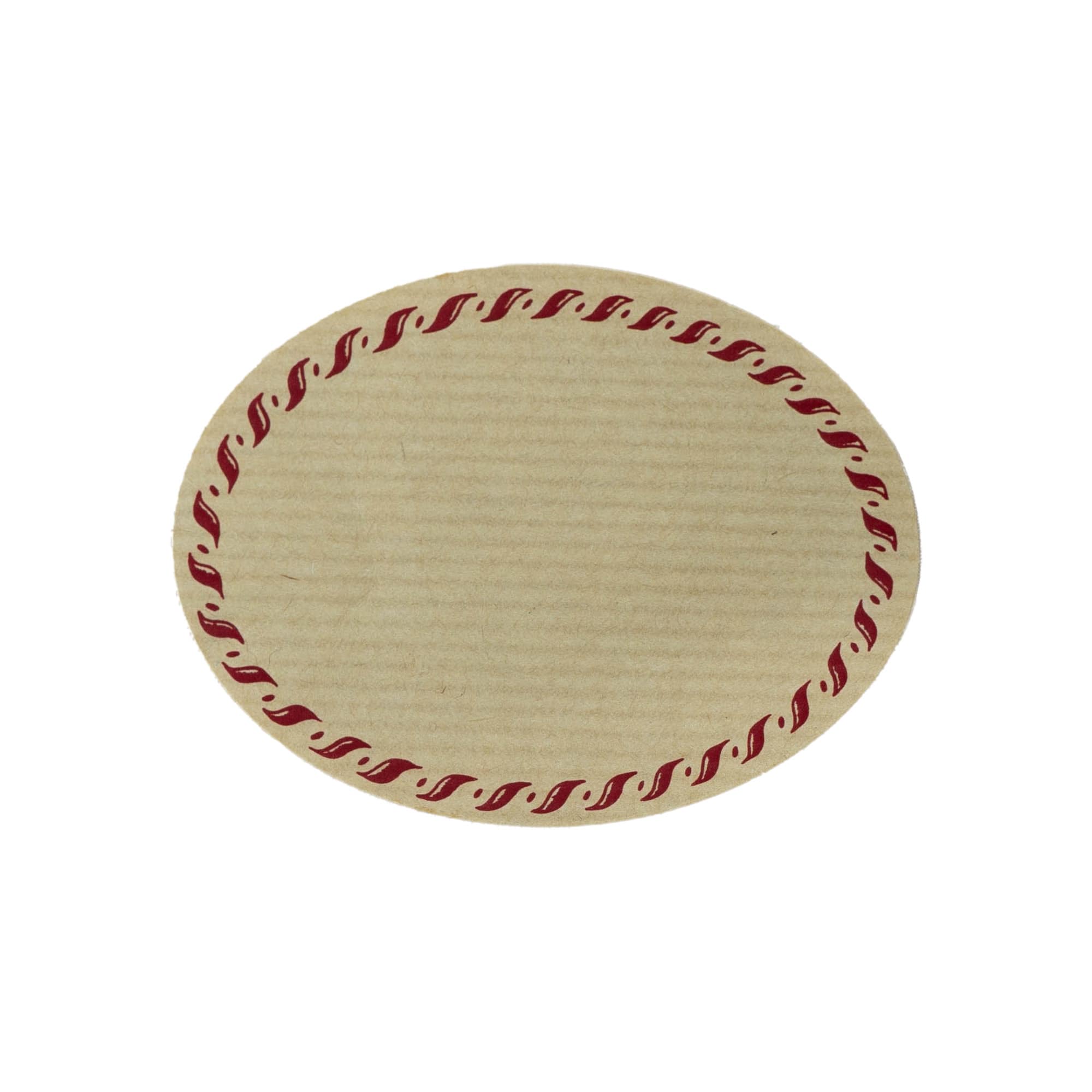Grande etichetta naturale 'bordo cordoncino', ovale, carta, rosso-marrone