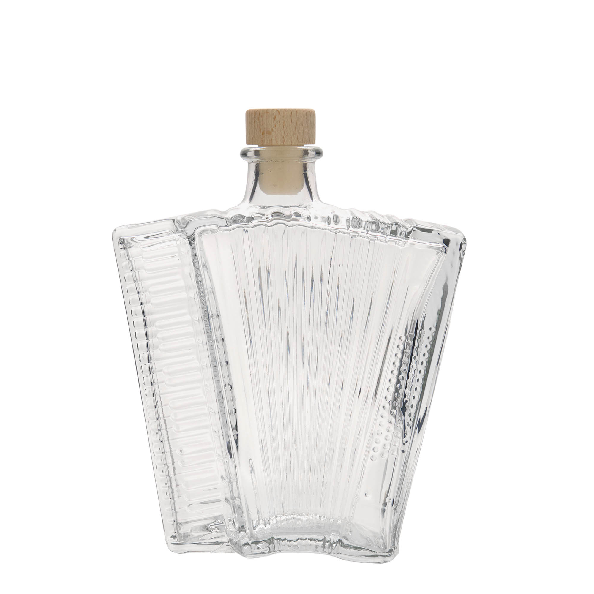 Bottiglia di vetro da 500 ml 'Fisarmonica', bocca: sughero Bottiglia di vetro da 500 ml 'Fisarmonica', bocca: sughero
