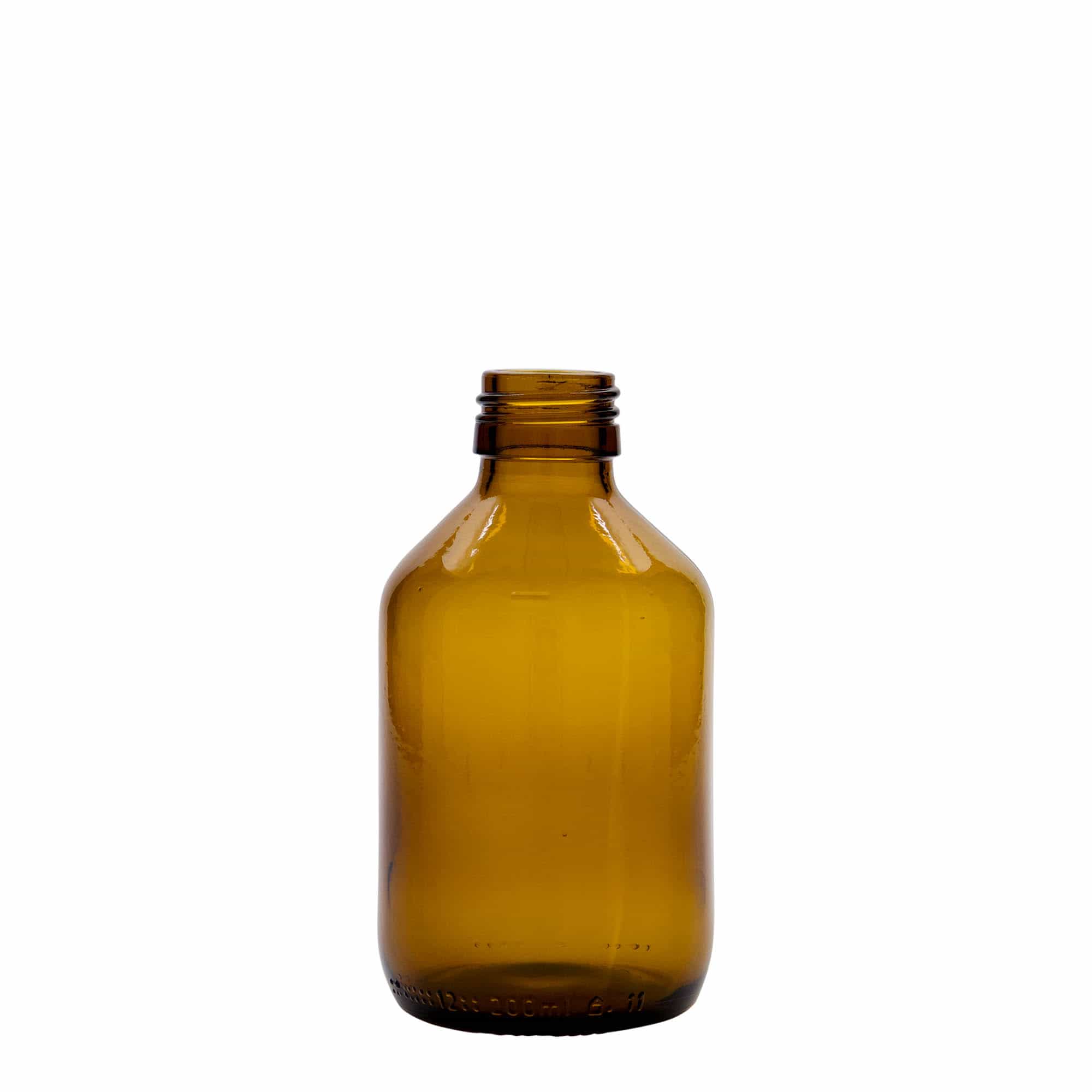 200 ml bottiglia medicinale, marrone, vetro, bocca: PP 28