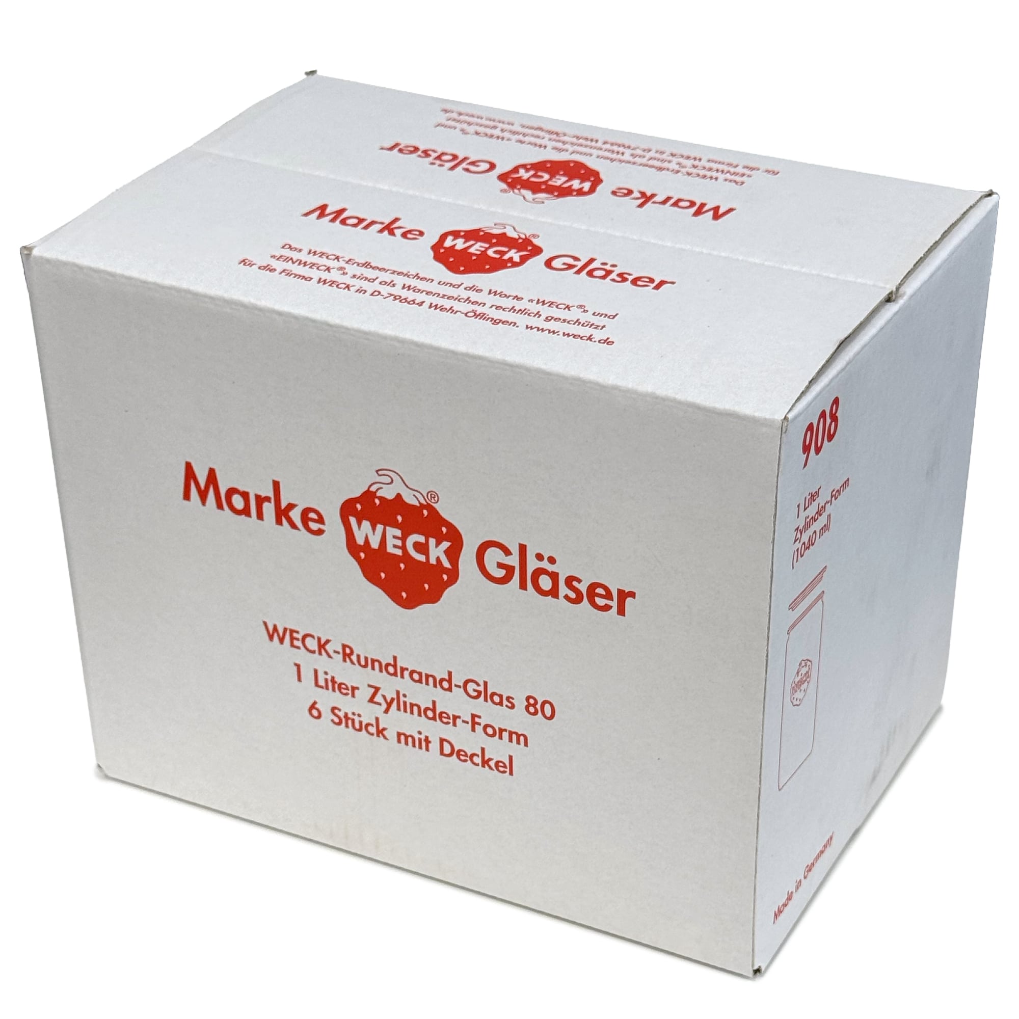 6x 1040 ml WECK barattolo cilindrico con coperchio in vetro RR 80