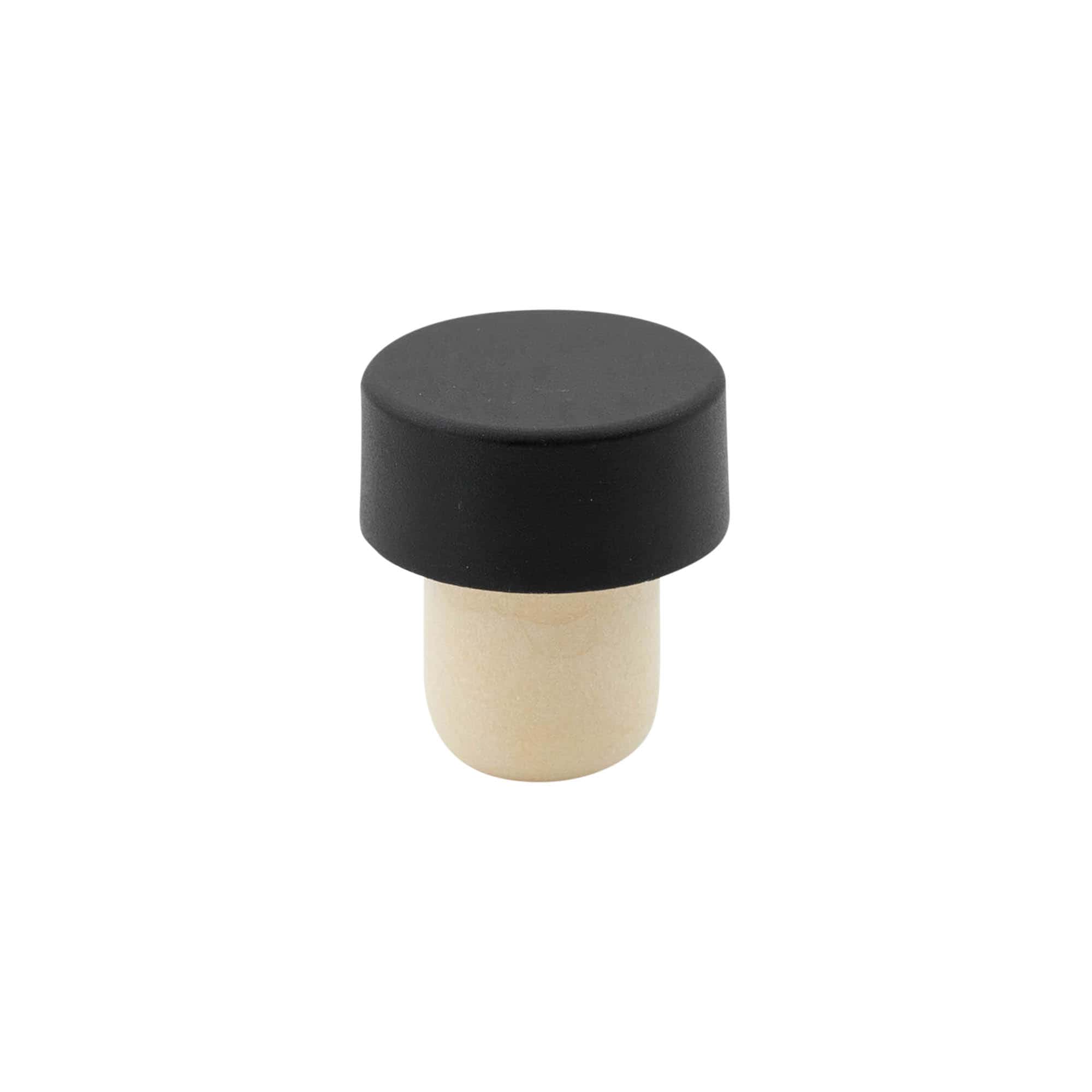 Tappo a manico 19 mm, plastica, nero, per bocca: sughero Tappo a manico 19 mm, plastica, nero, per bocca: sughero