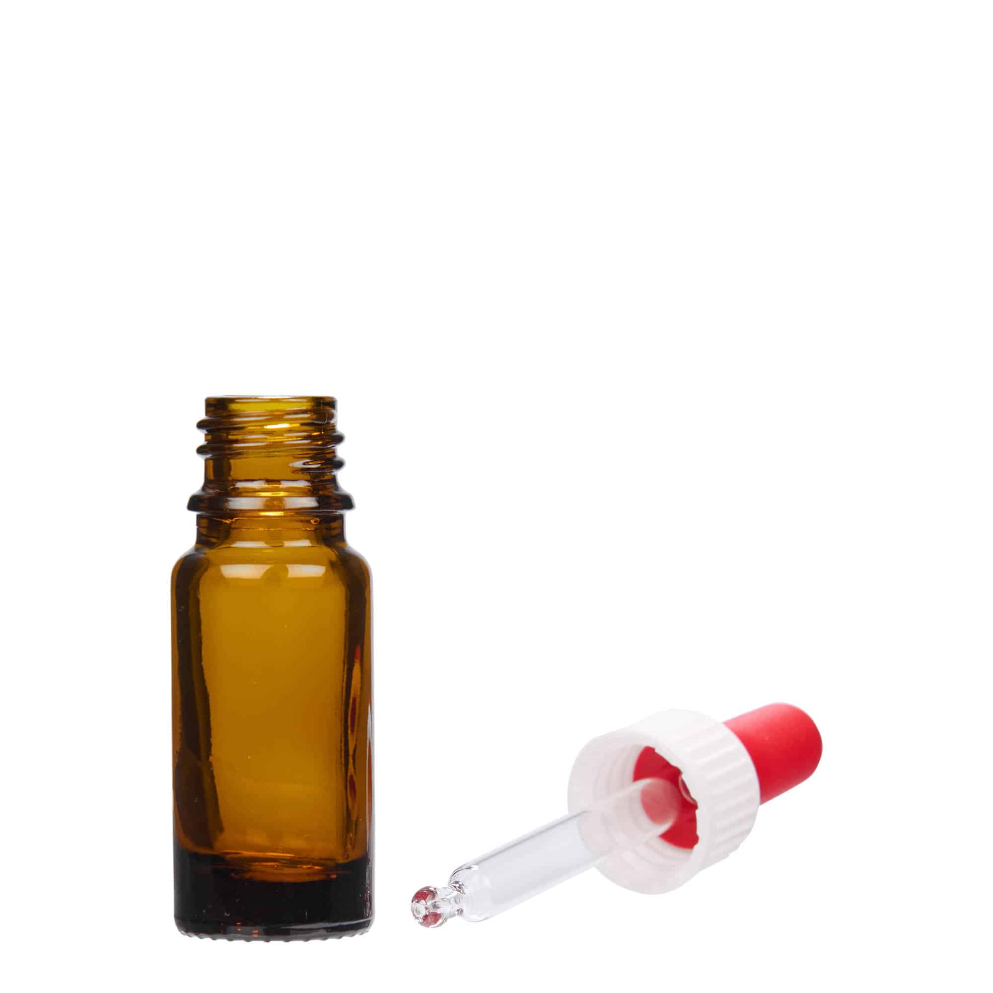 Flacone con contagocce 10 ml, medicina, vetro, marrone, bocca: DIN 18