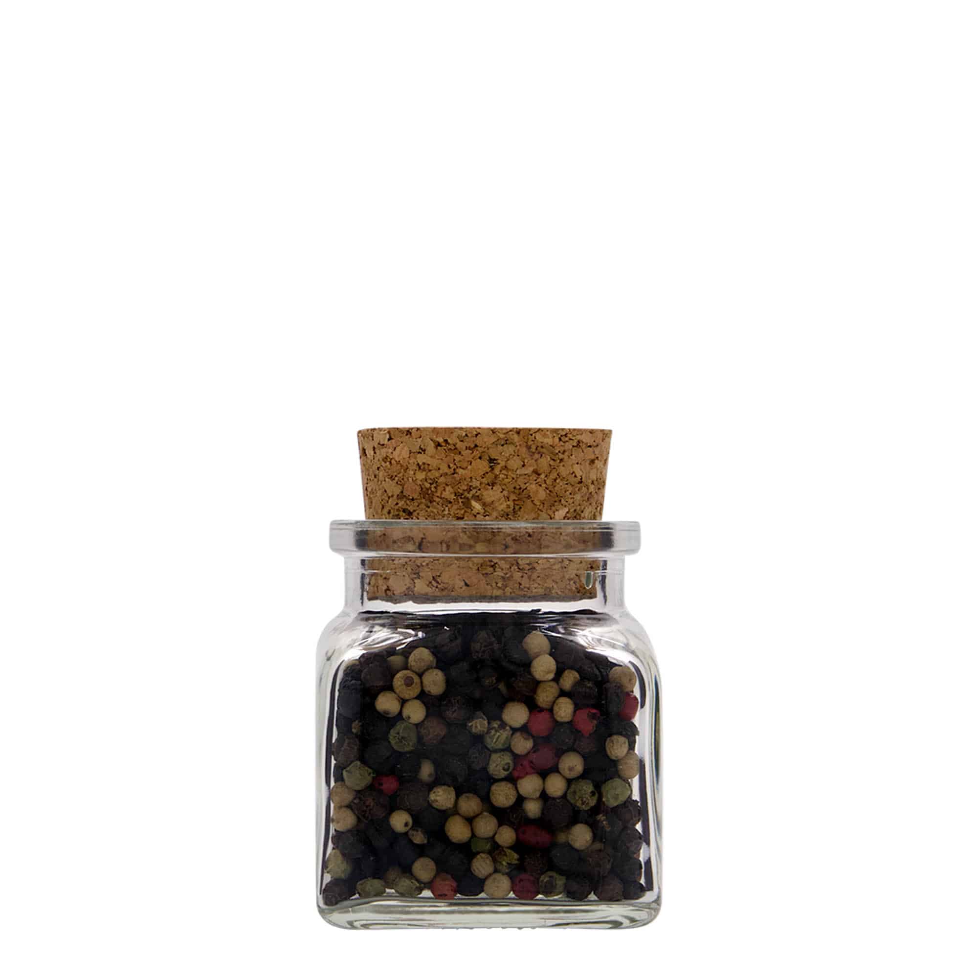 120 ml barattolo con tappo in sughero, quadrato, bocca: sughero