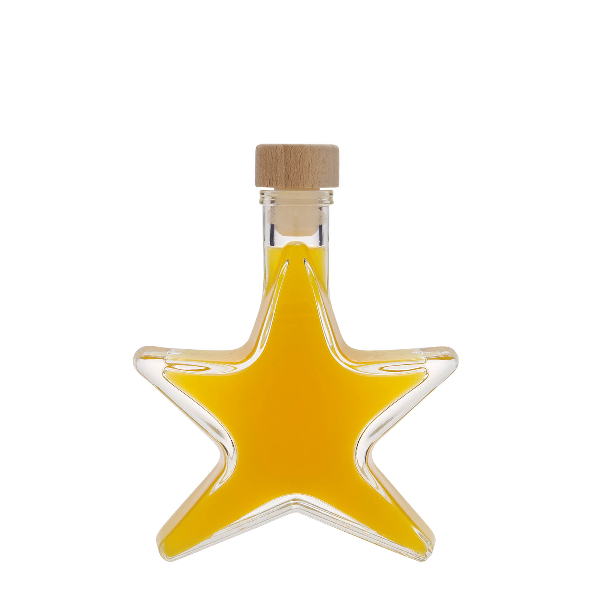 Bottiglia di vetro da 100 ml 'Stella', bocca: tappo di sughero Bottiglia di vetro da 100 ml 'Stella', bocca: tappo di sughero
