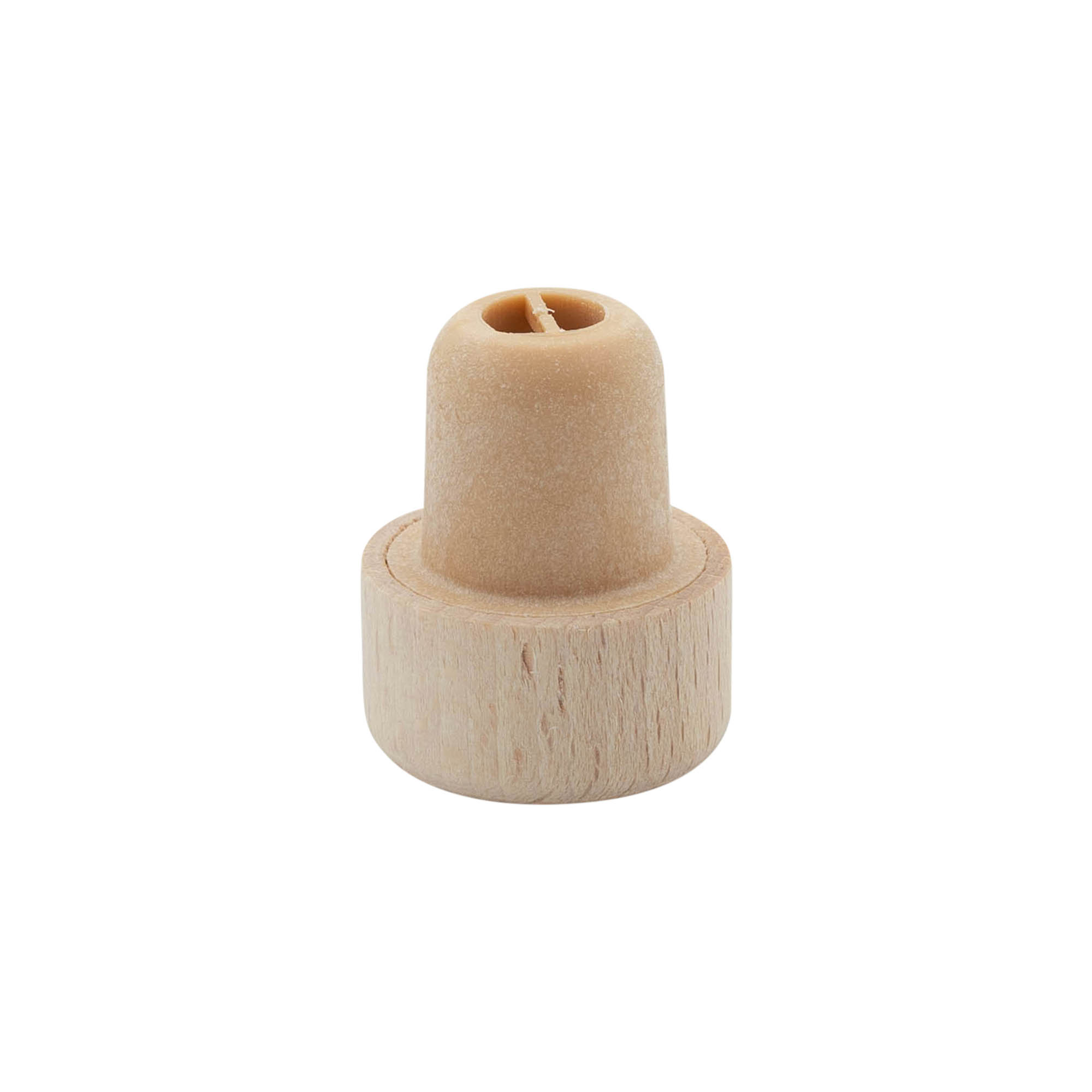 Tappo con impugnatura e apertura dosatrice 19 mm, legno/plastica, beige, per bocca: sughero