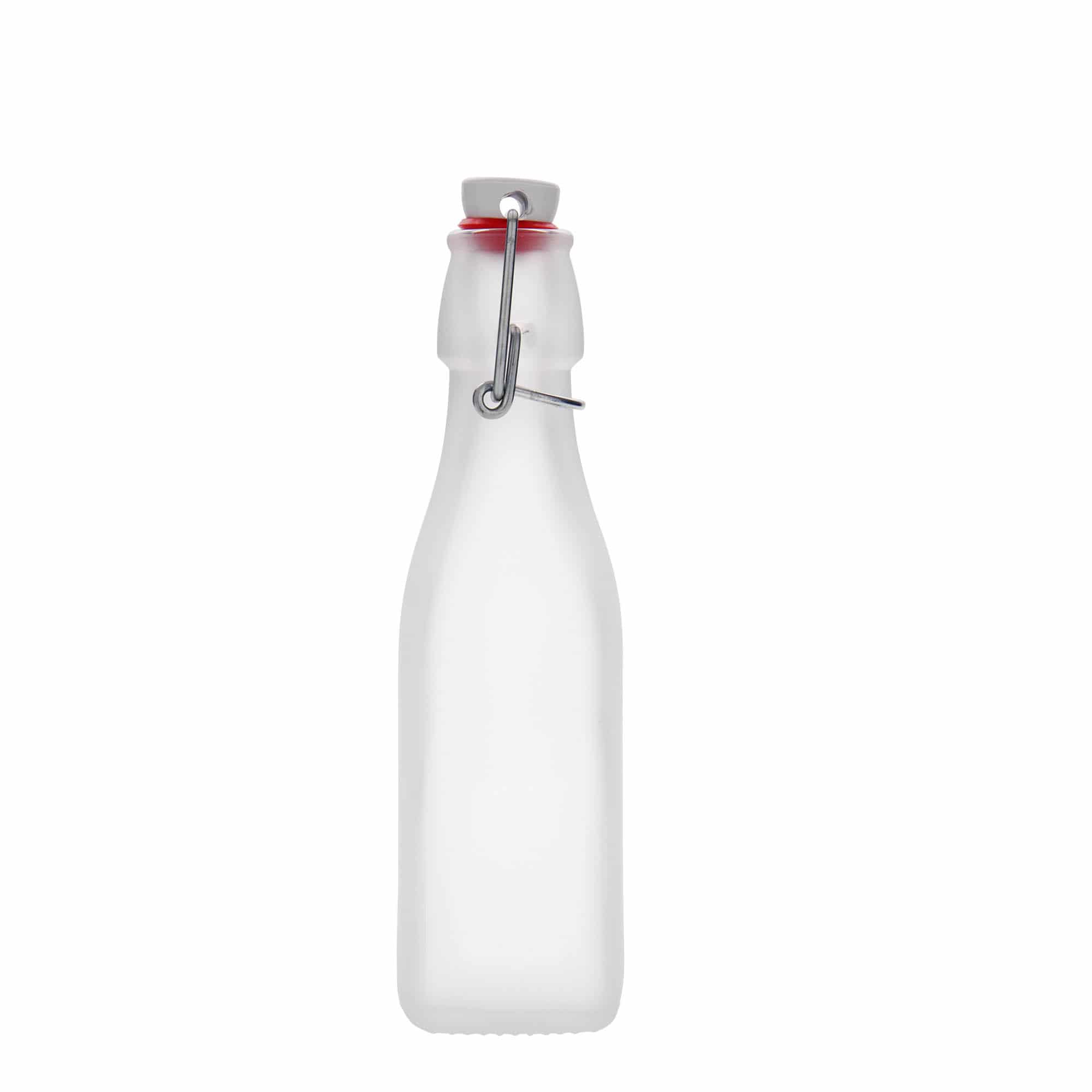 250 ml Bottiglia di vetro 'Swing', quadrata, bianco, imboccatura: tappo meccanico