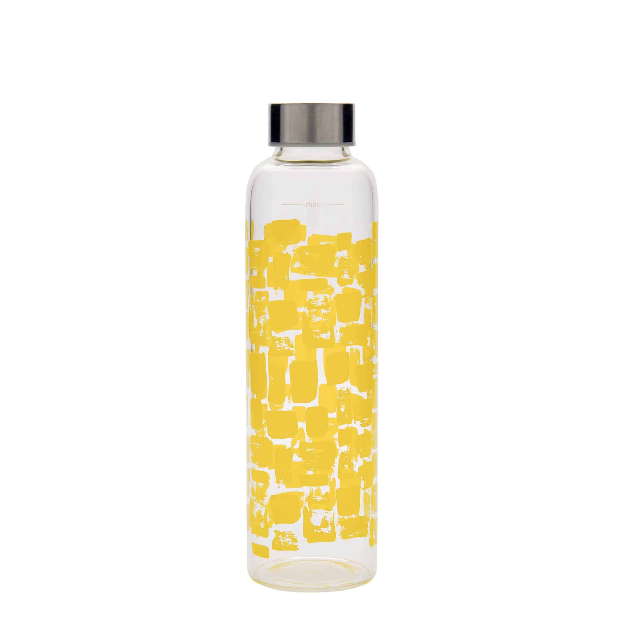 500 ml Borraccia 'Perseus', motivo: Rettangoli gialli, vetro, imboccatura: a vite