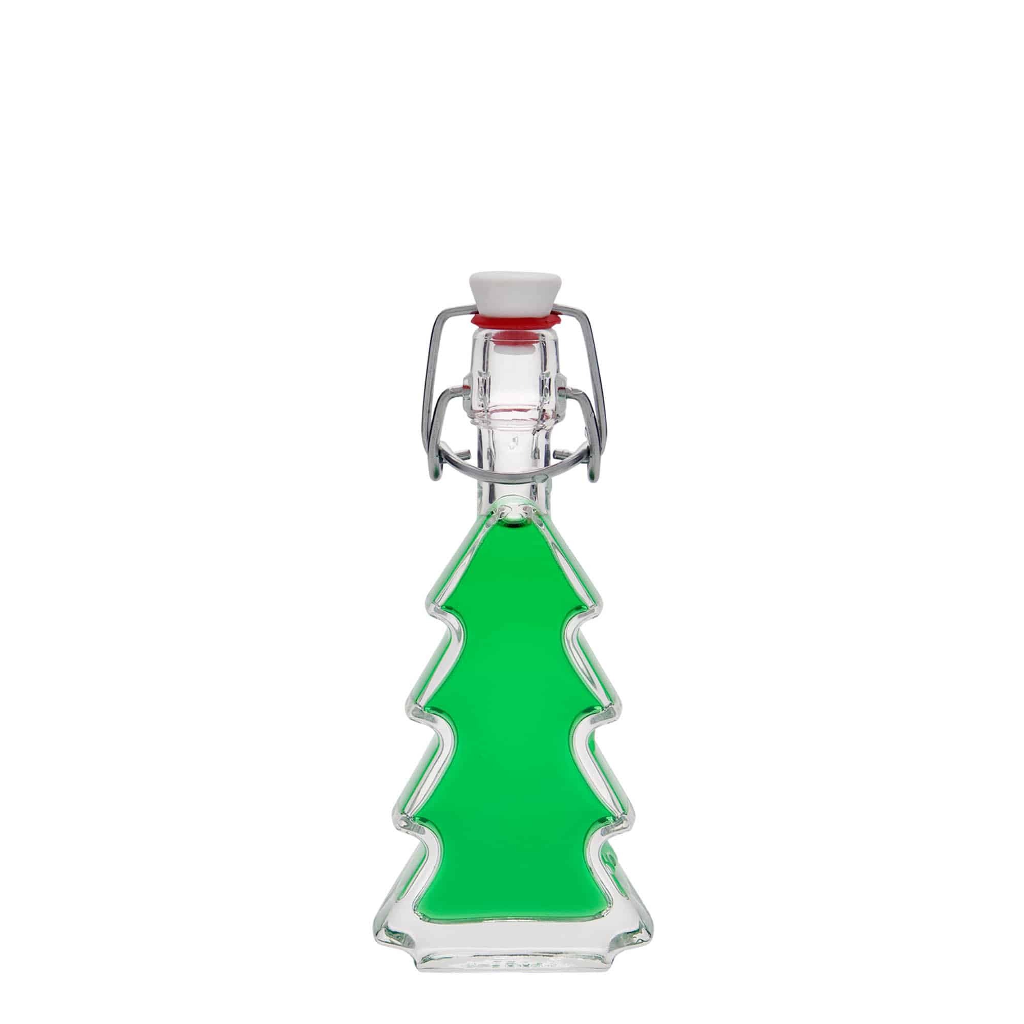 Bottiglia di vetro da 40 ml 'Albero di Natale', bocca: chiusura a gancio
