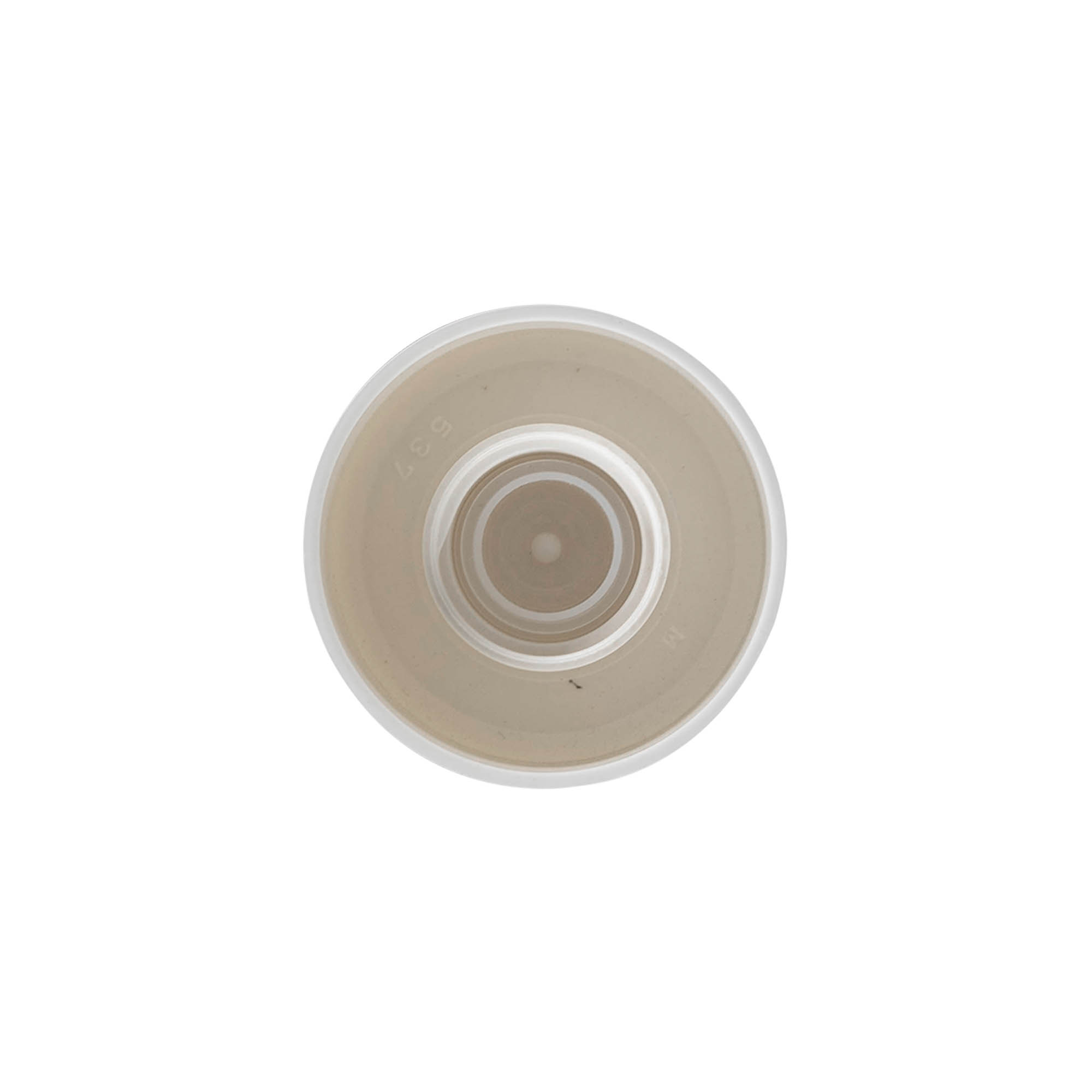 Tappo a vite per bottiglia rotonda con inserto a siringa, plastica PE, bianco, per bocca: DIN 18 Tappo a vite per bottiglia rotonda con inserto a siringa, plastica PE, bianco, per bocca: DIN 18