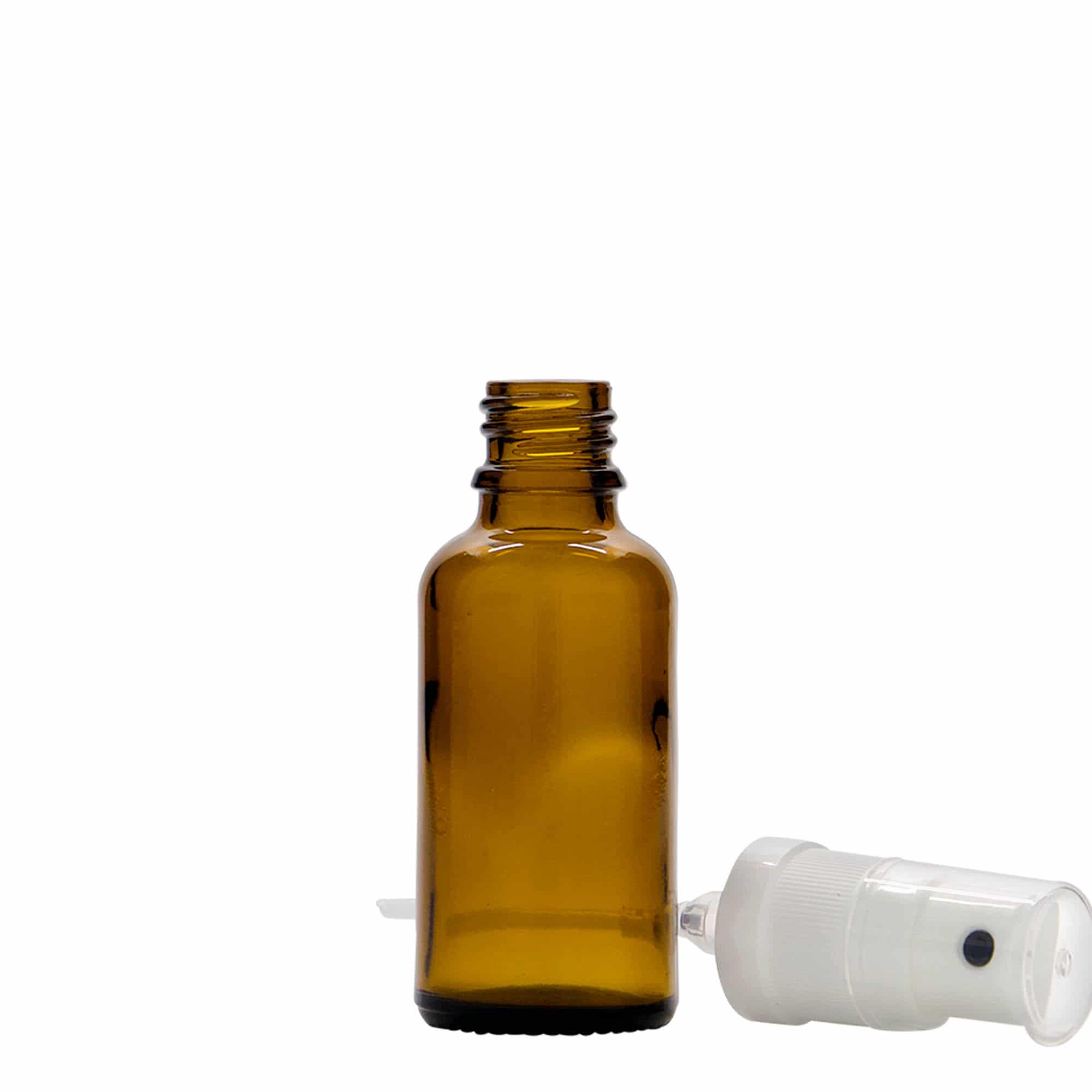 30 ml Flacone spray farmaceutico, vetro, marrone, imboccatura: DIN 18
