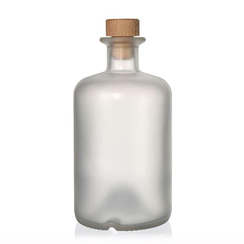 500 ml Bottiglia da farmacia, vetro, effetto ghiaccio, imboccatura: fascetta