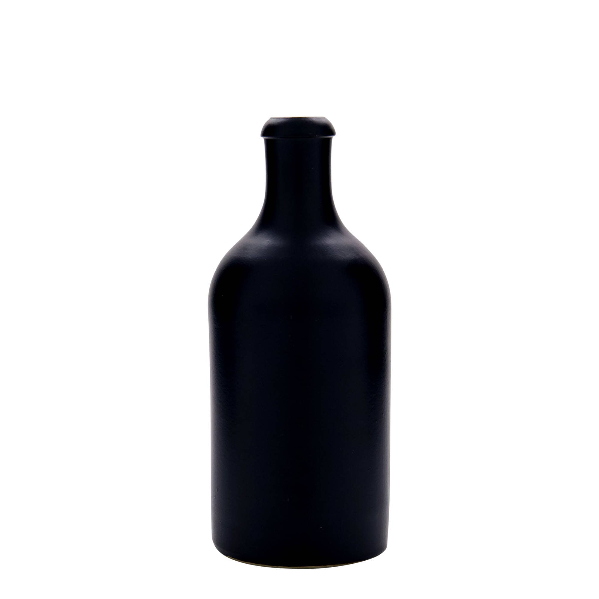 500 ml Bottiglia in ceramica, ceramica grès, nero, imboccatura: fascetta