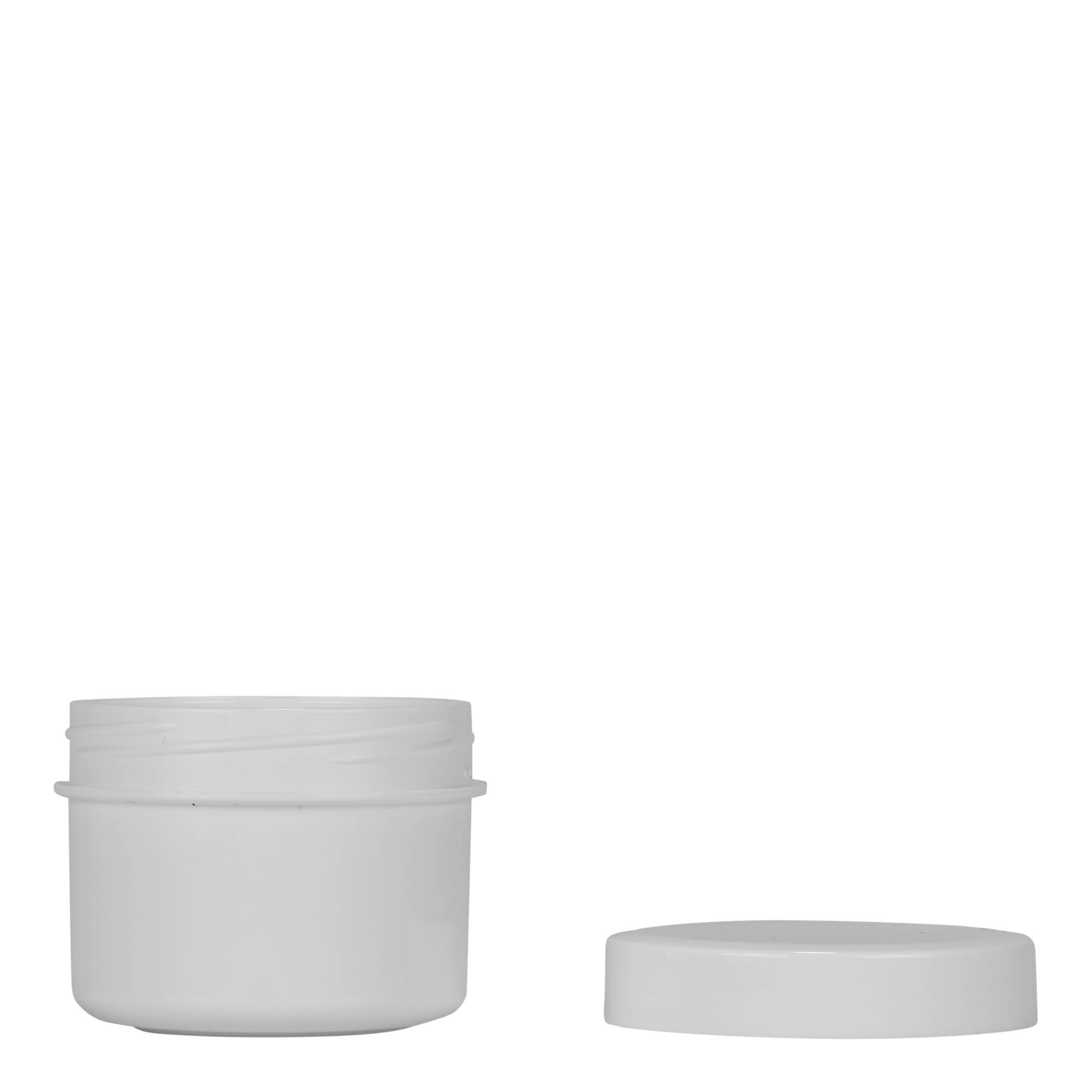 35 ml barattolo in plastica 'White Line', PP, bianco, bocca: chiusura a vite 35 ml barattolo in plastica 'White Line', PP, bianco, bocca: chiusura a vite