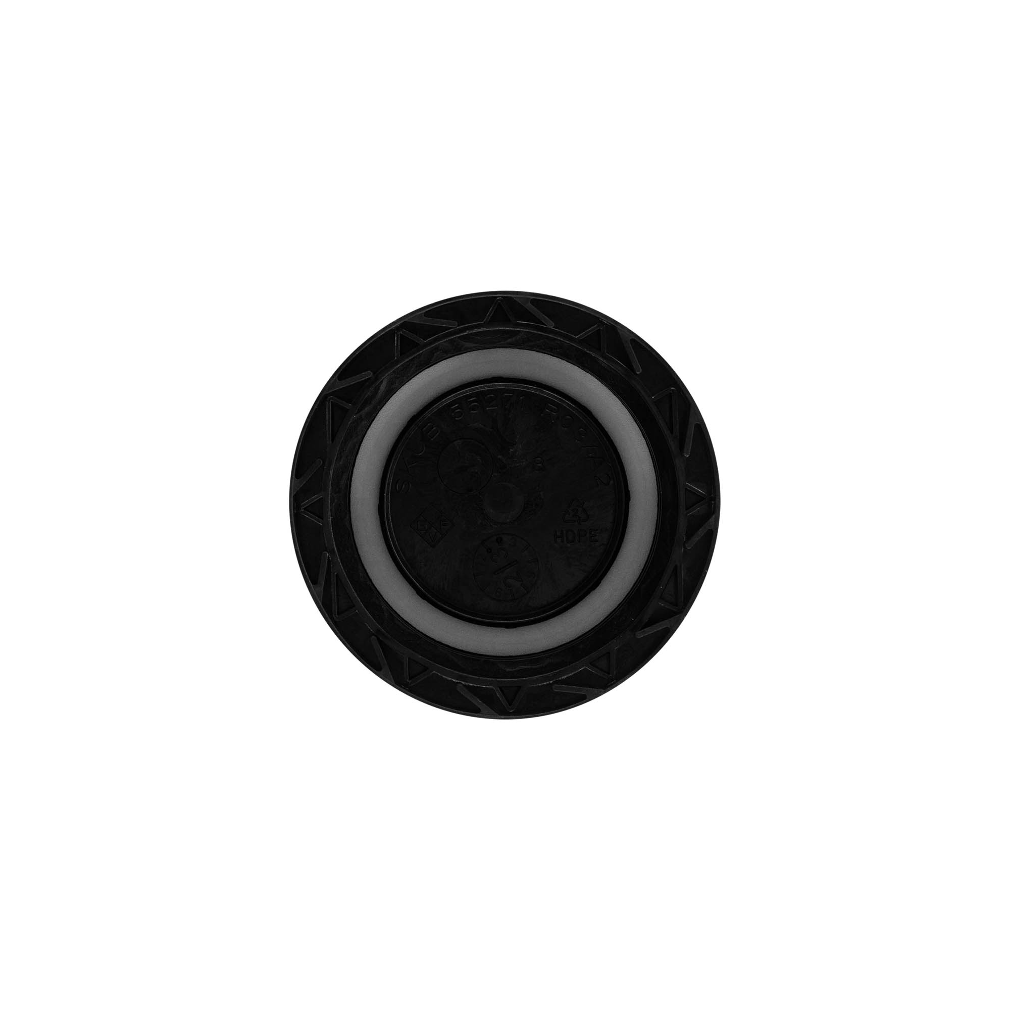 Tappo a vite, plastica PP, nero, per bocca: ND55 Tappo a vite, plastica PP, nero, per bocca: ND55
