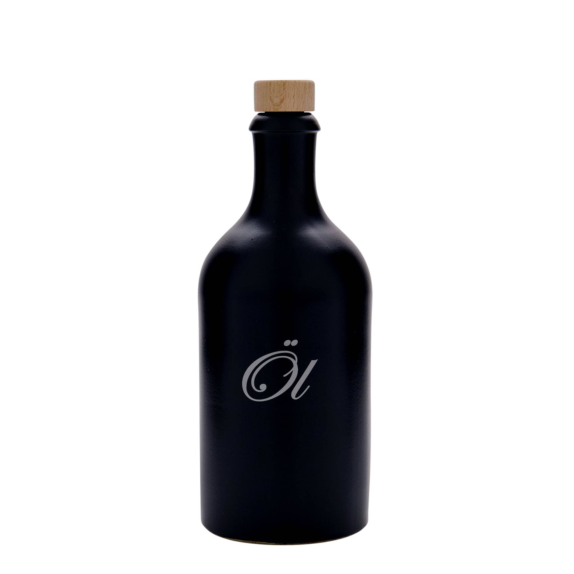 Boccale da 500 ml, motivo: olio, gres, nero, bocca: sughero