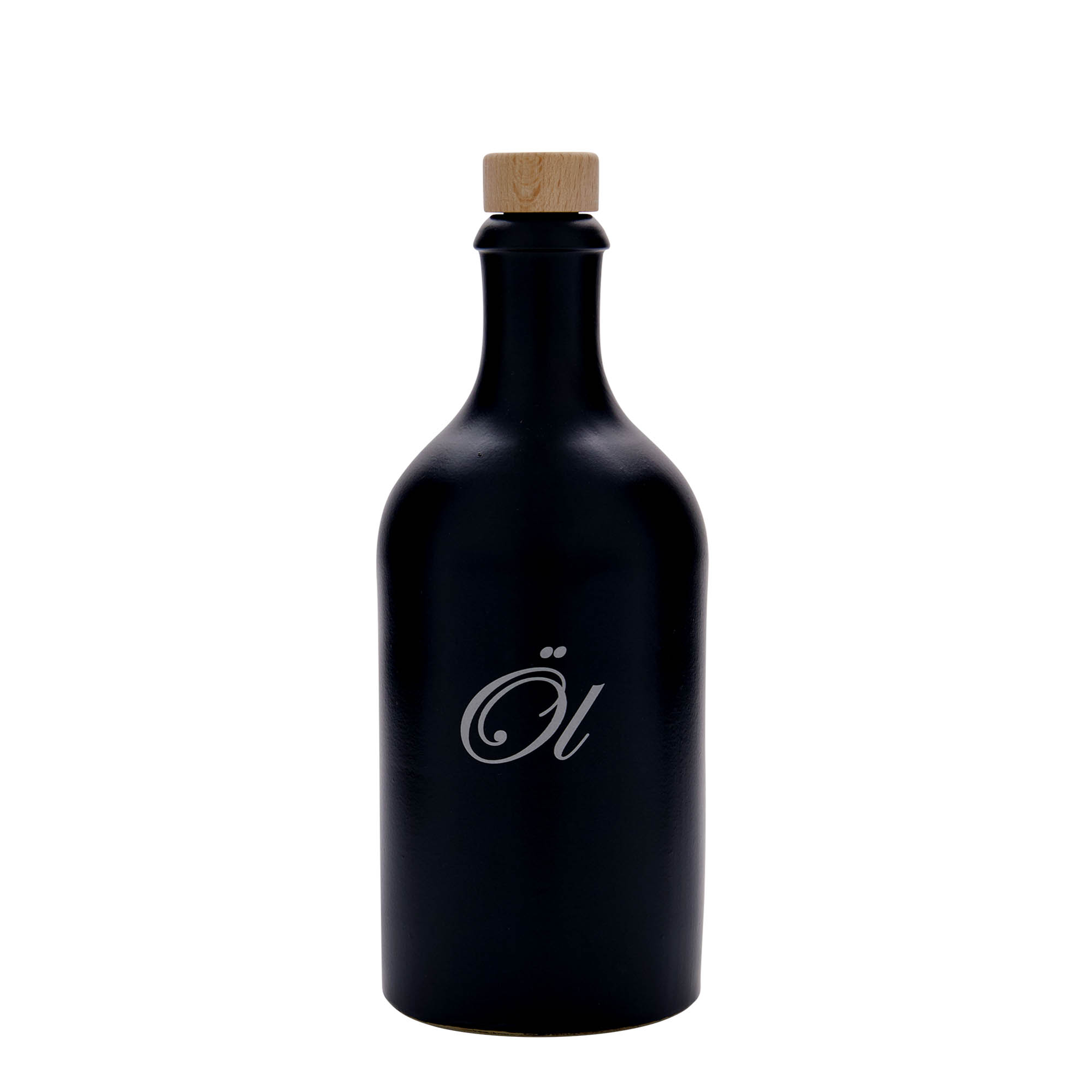 Boccale da 500 ml, motivo: olio, gres, nero, bocca: sughero Boccale da 500 ml, motivo: olio, gres, nero, bocca: sughero