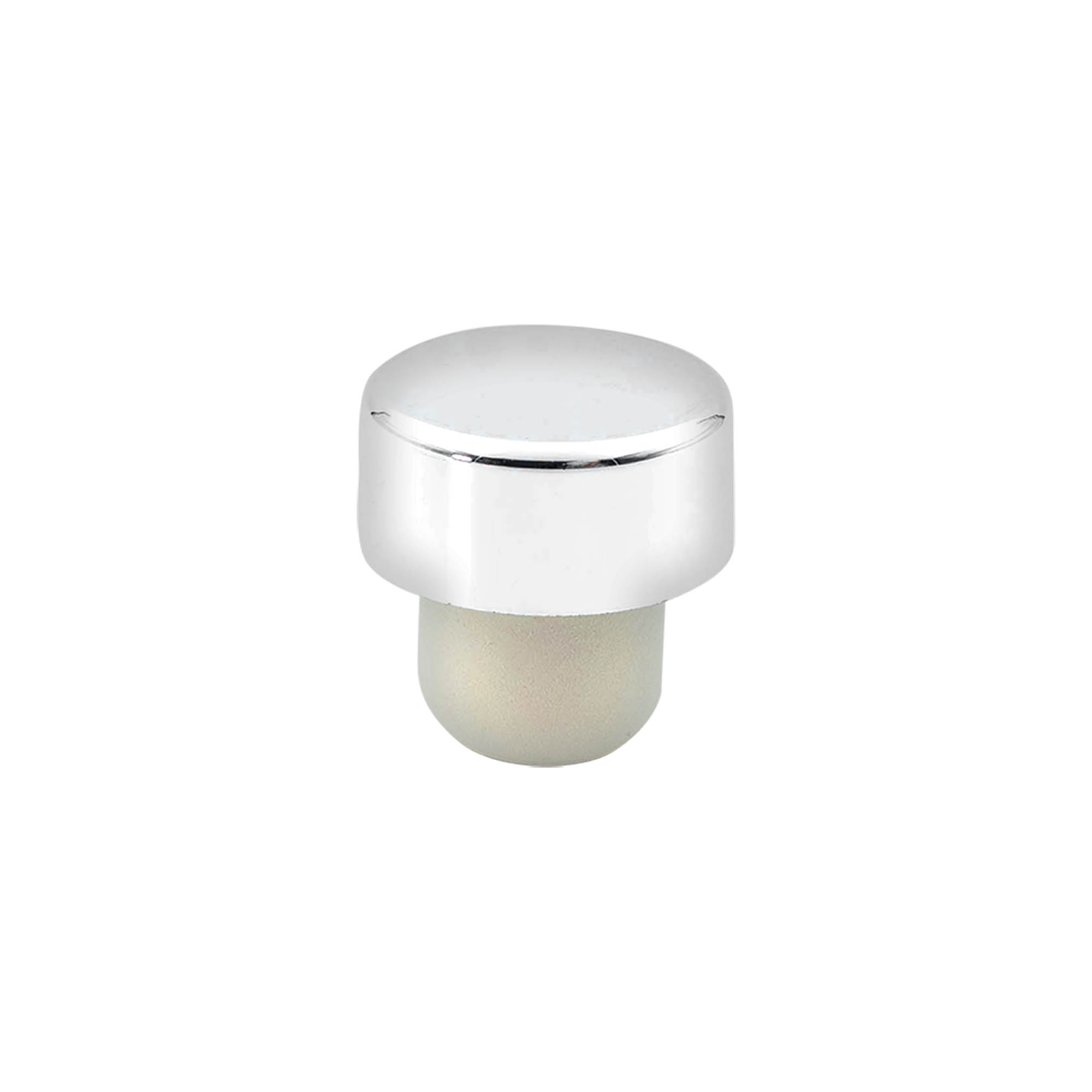 Tappo a vite in sughero 19 mm, plastica, argento, per bocca: sughero
