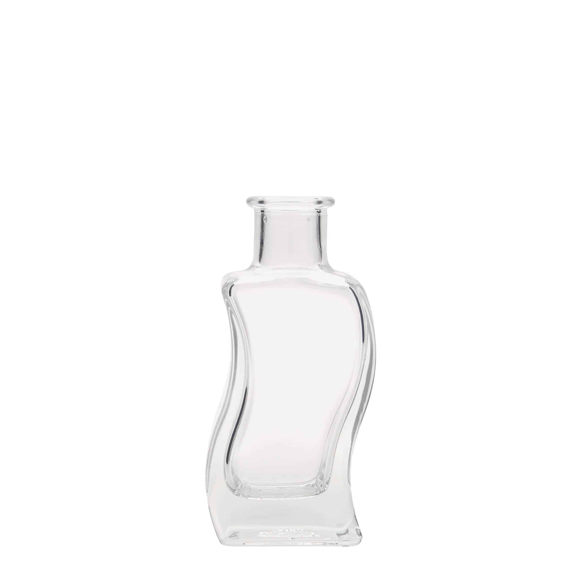 100 ml Bottiglia di vetro 'Onda', quadrata, imboccatura: fascetta 100 ml Bottiglia di vetro 'Onda', quadrata, imboccatura: fascetta