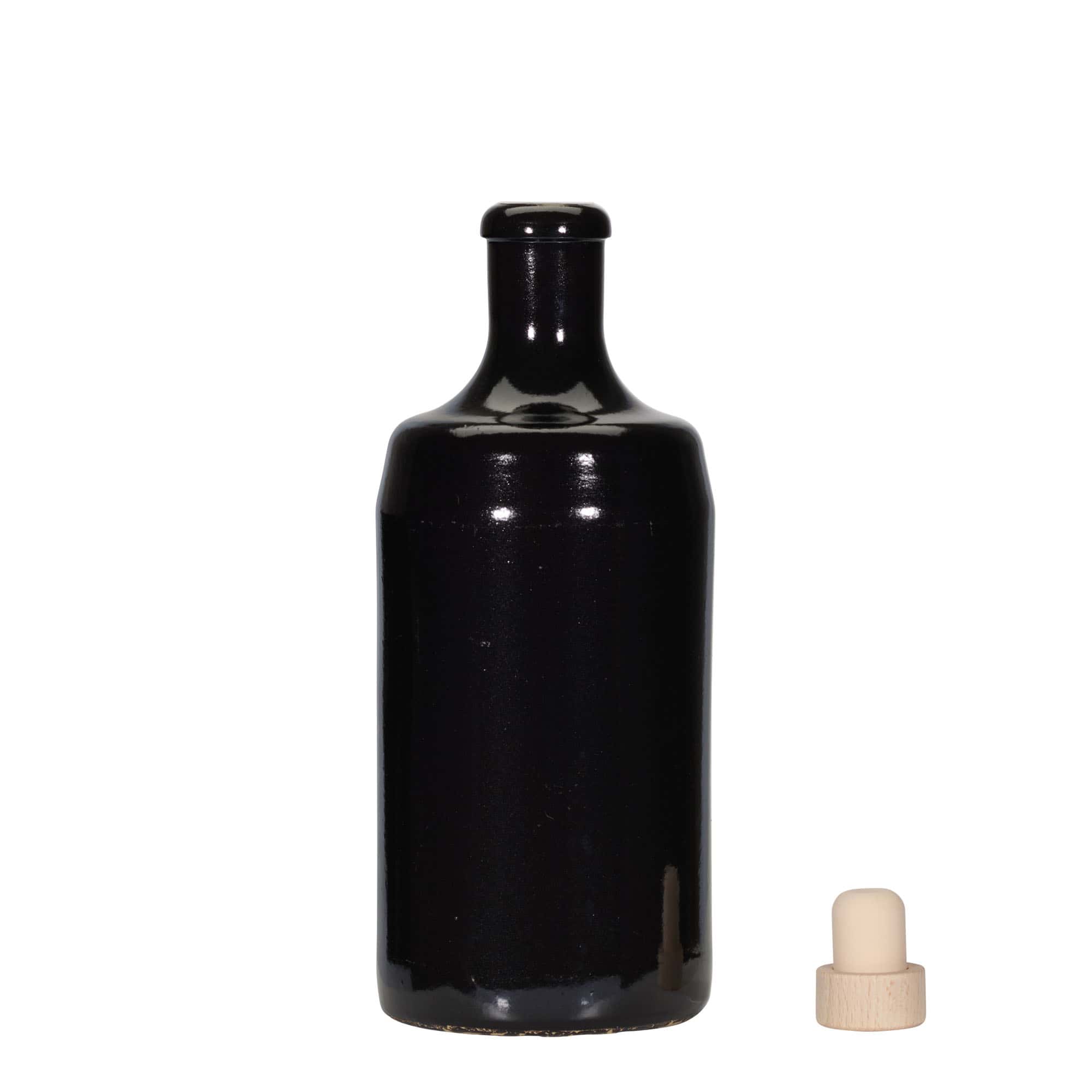700 ml Bottiglia in ceramica 'Calvados', ceramica grès, nero, imboccatura: fascetta