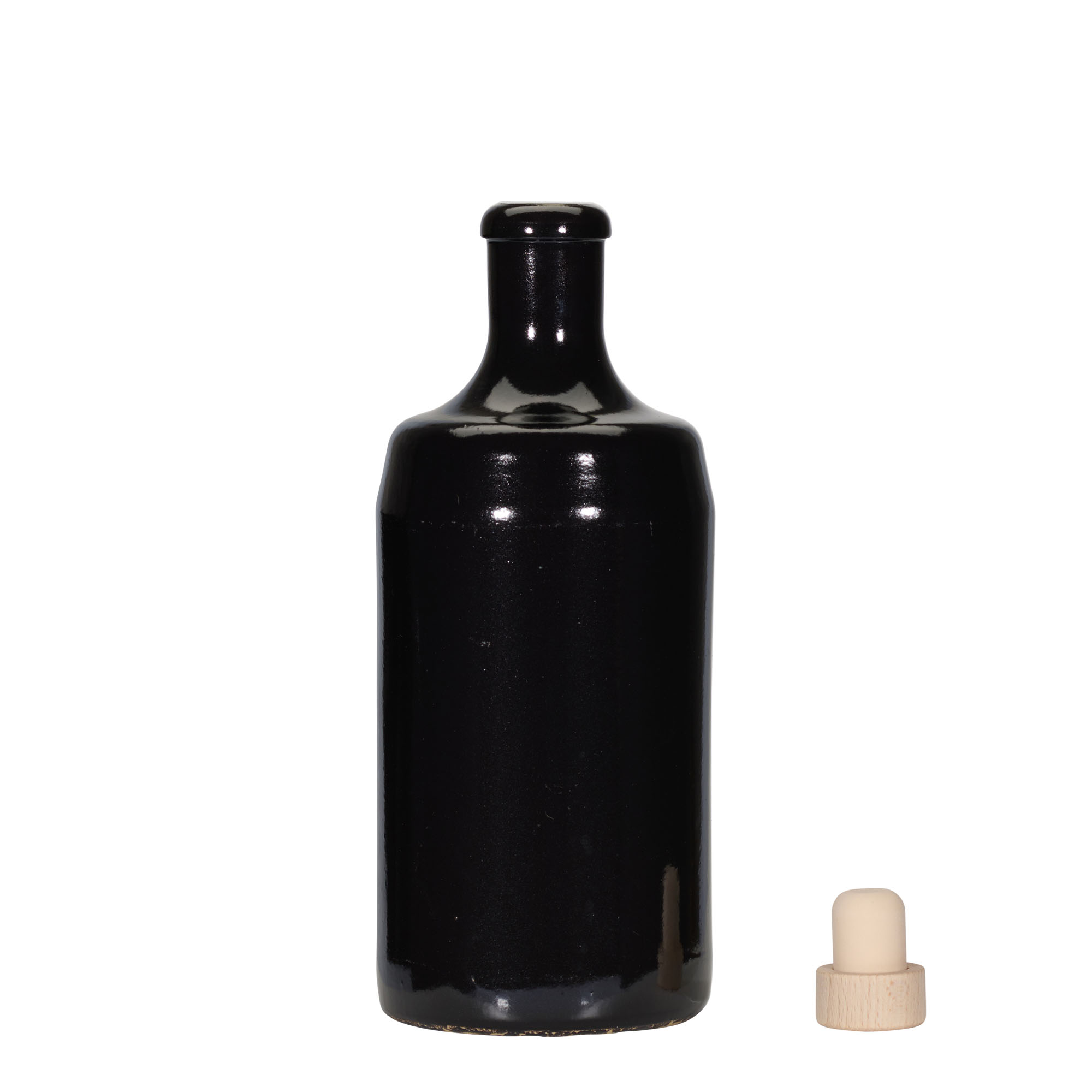 Boccale in terracotta 700 ml 'Calvados, gres, nero, bocca: sughero'