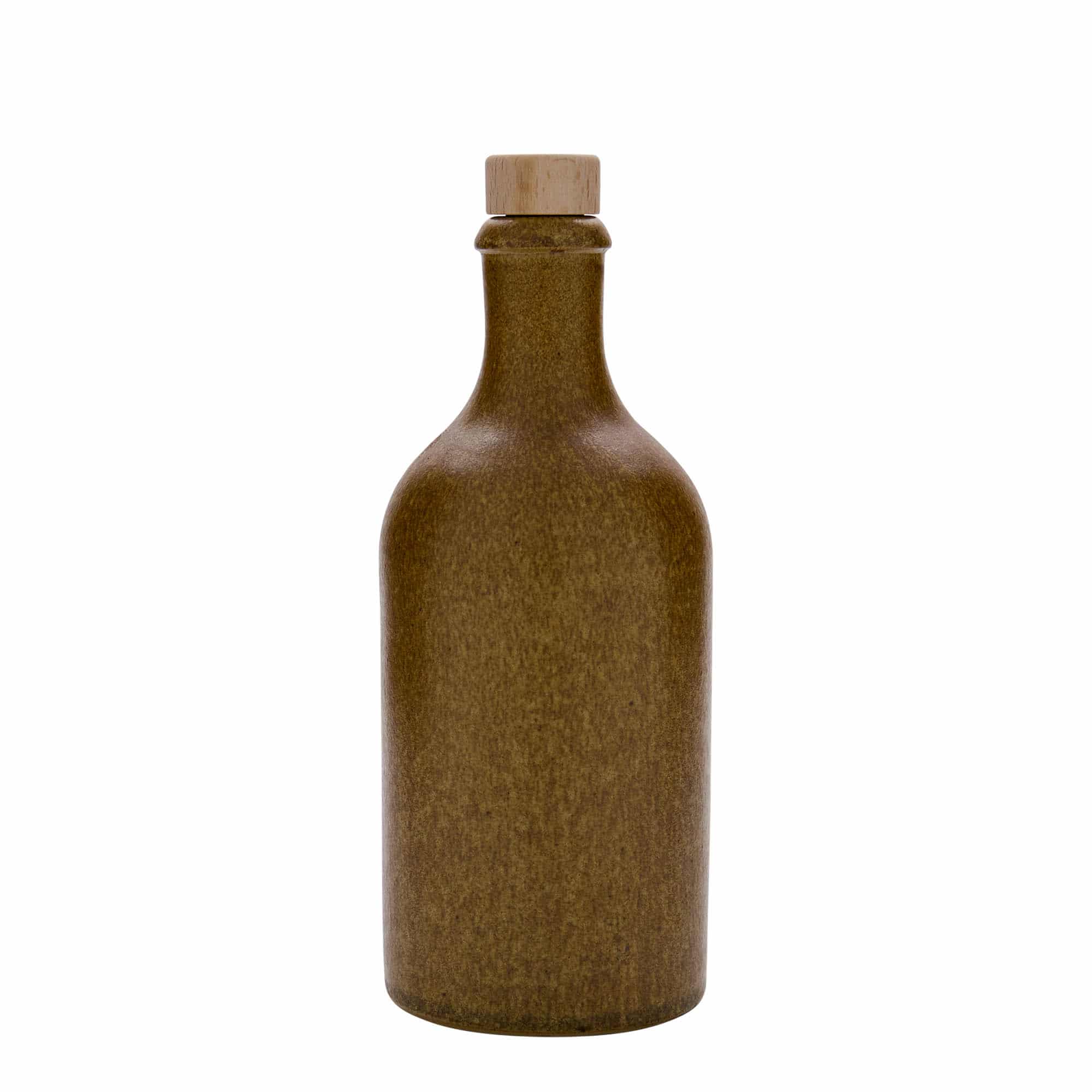500 ml Bottiglia in ceramica, ceramica grès, marrone-cristallo, imboccatura: fascetta