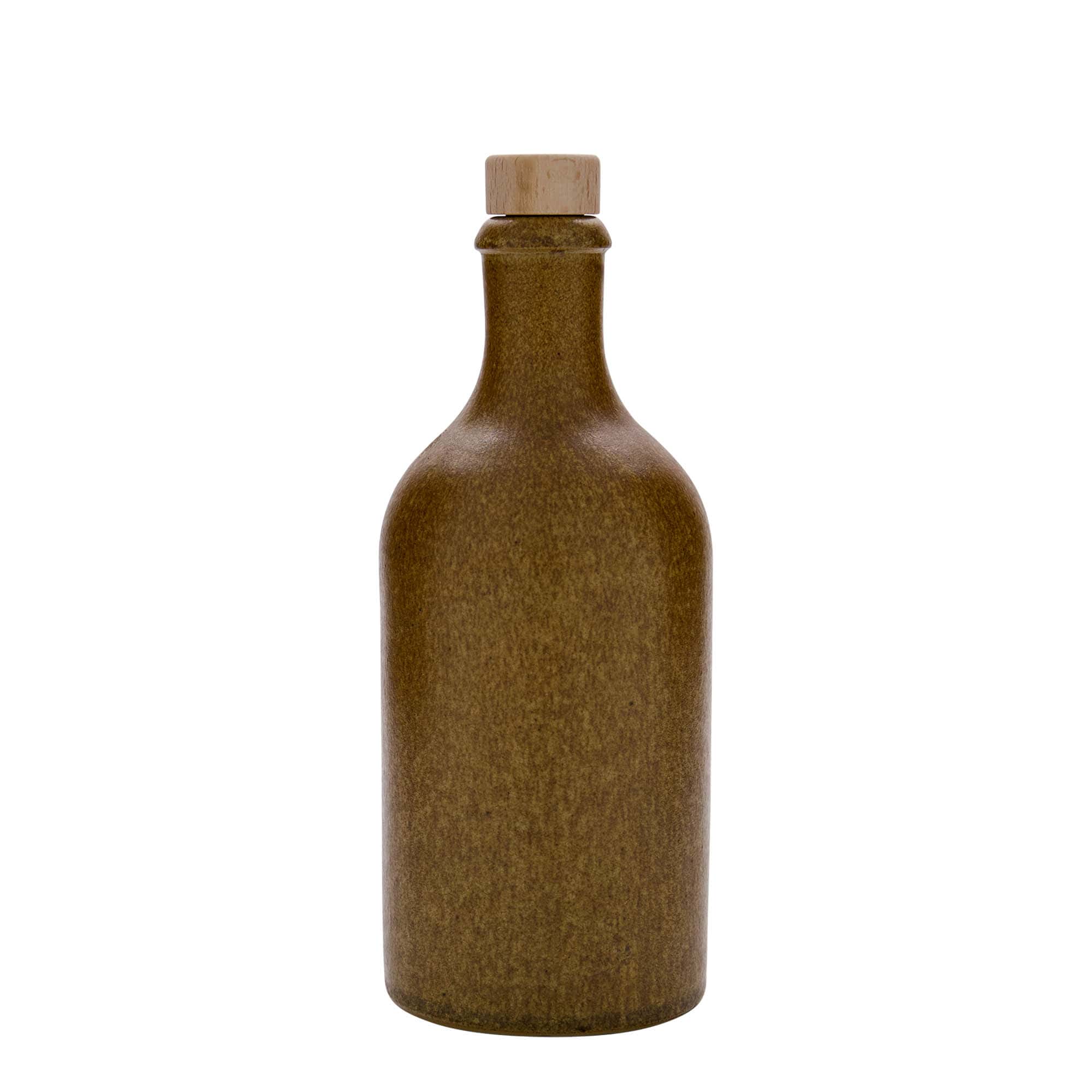 Boccale da 500 ml, gres, marrone cristallino, bocca: sughero