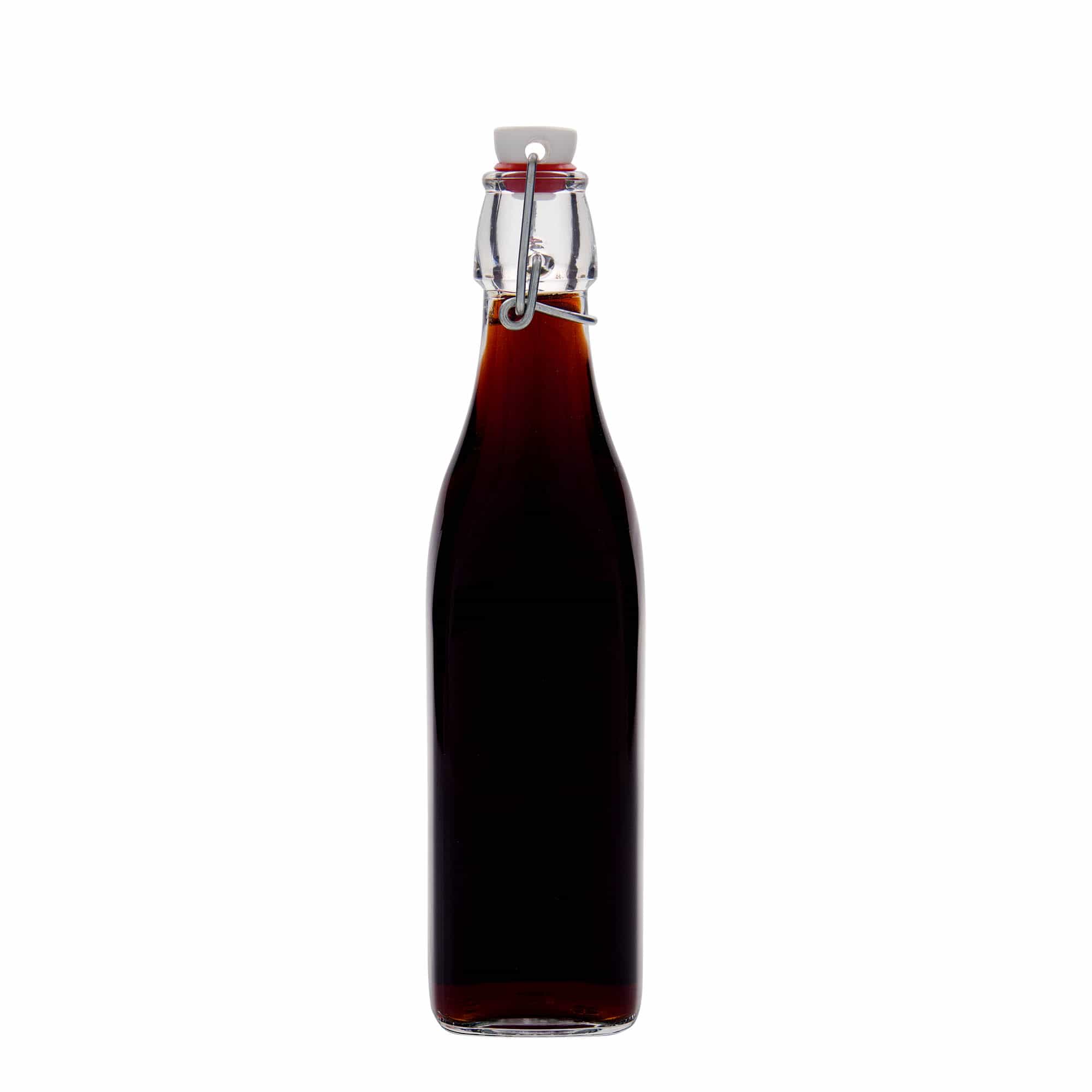 Bottiglia di vetro da 500 ml 'Swing, quadrata, bocca: chiusura a leva