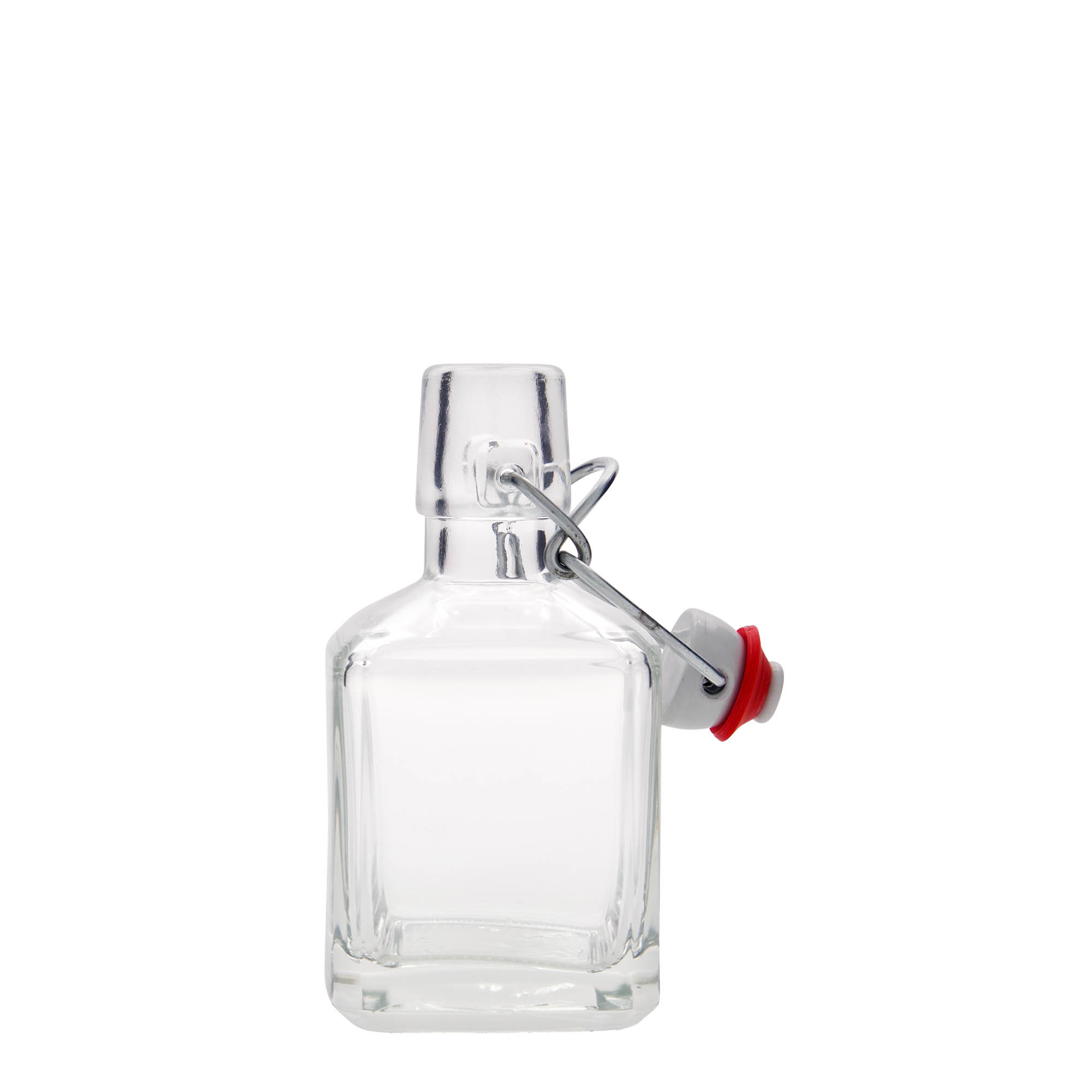 Bottiglia di vetro da 200 ml 'Kubica', quadrata, bocca: chiusura a leva Bottiglia di vetro da 200 ml 'Kubica', quadrata, bocca: chiusura a leva