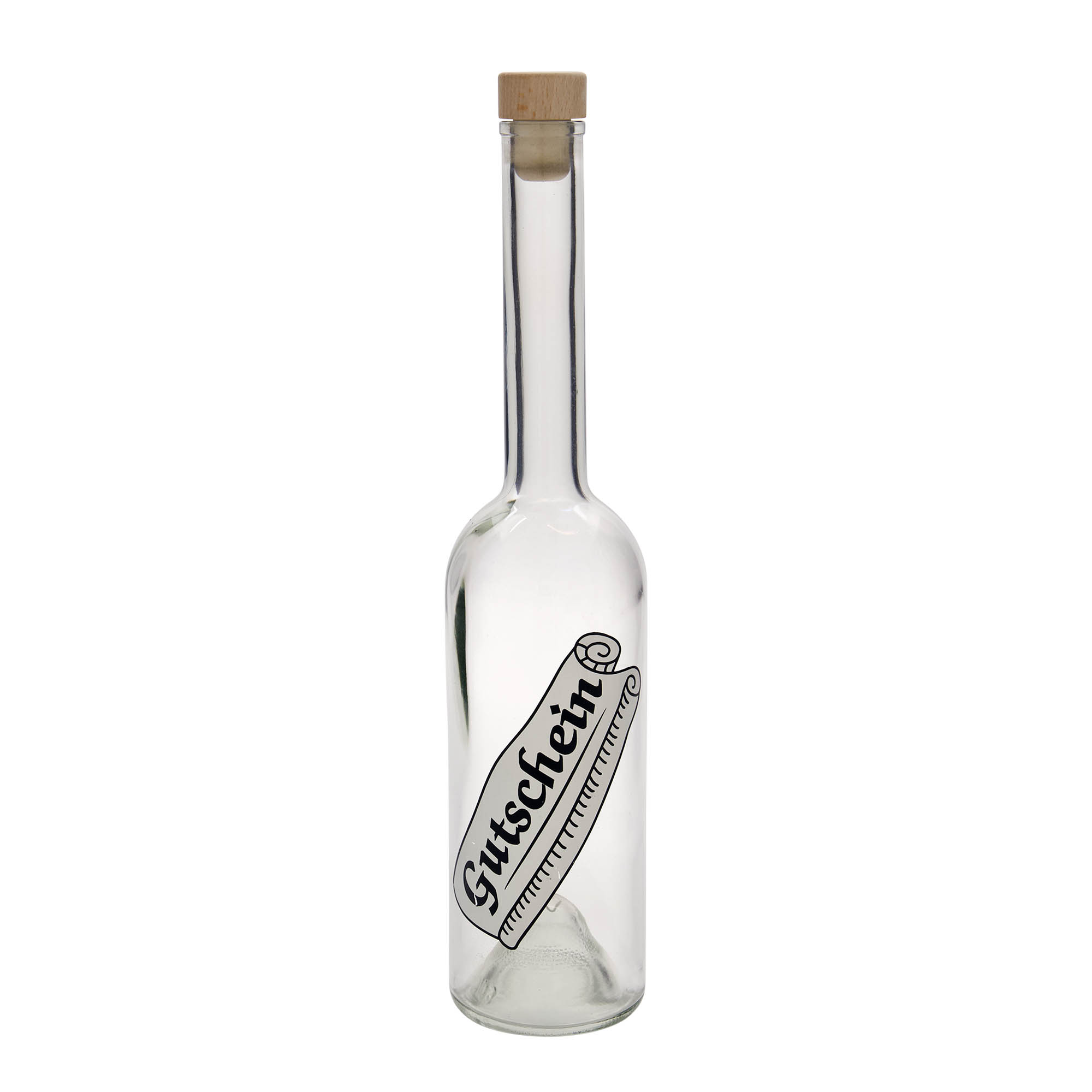Bottiglia di vetro da 500 ml 'Opera', motivo: buono, bocca: sughero Bottiglia di vetro da 500 ml 'Opera', motivo: buono, bocca: sughero