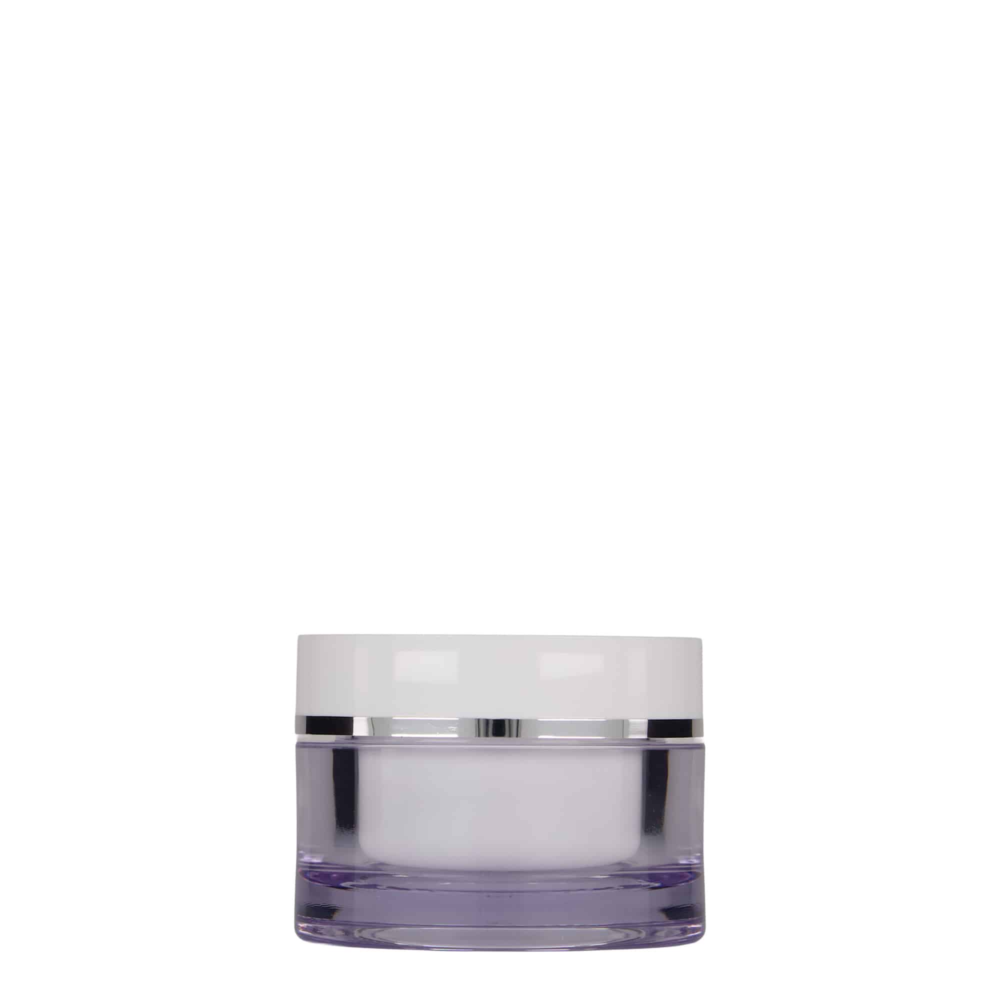 50 ml Contenitore cosmetico, plastica SAN, bianco, imboccatura: a vite