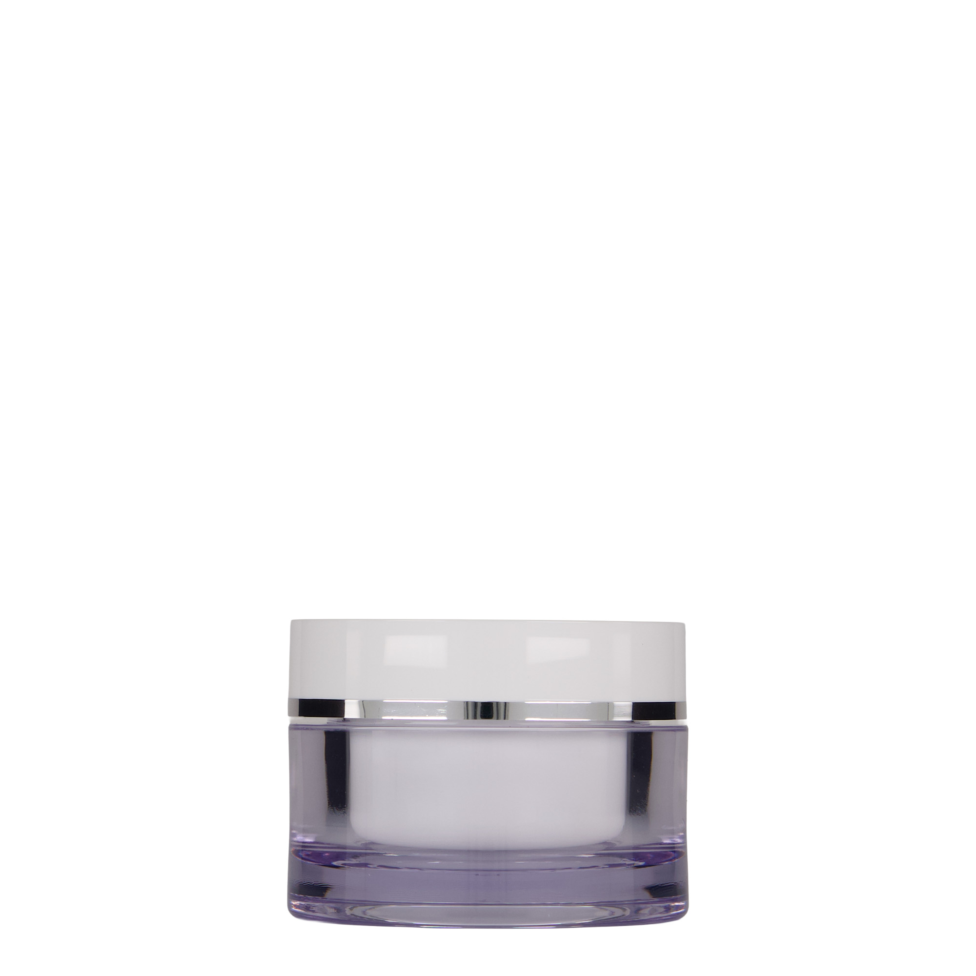 50 ml barattolo, plastica SAN, bianco, bocca: chiusura a vite