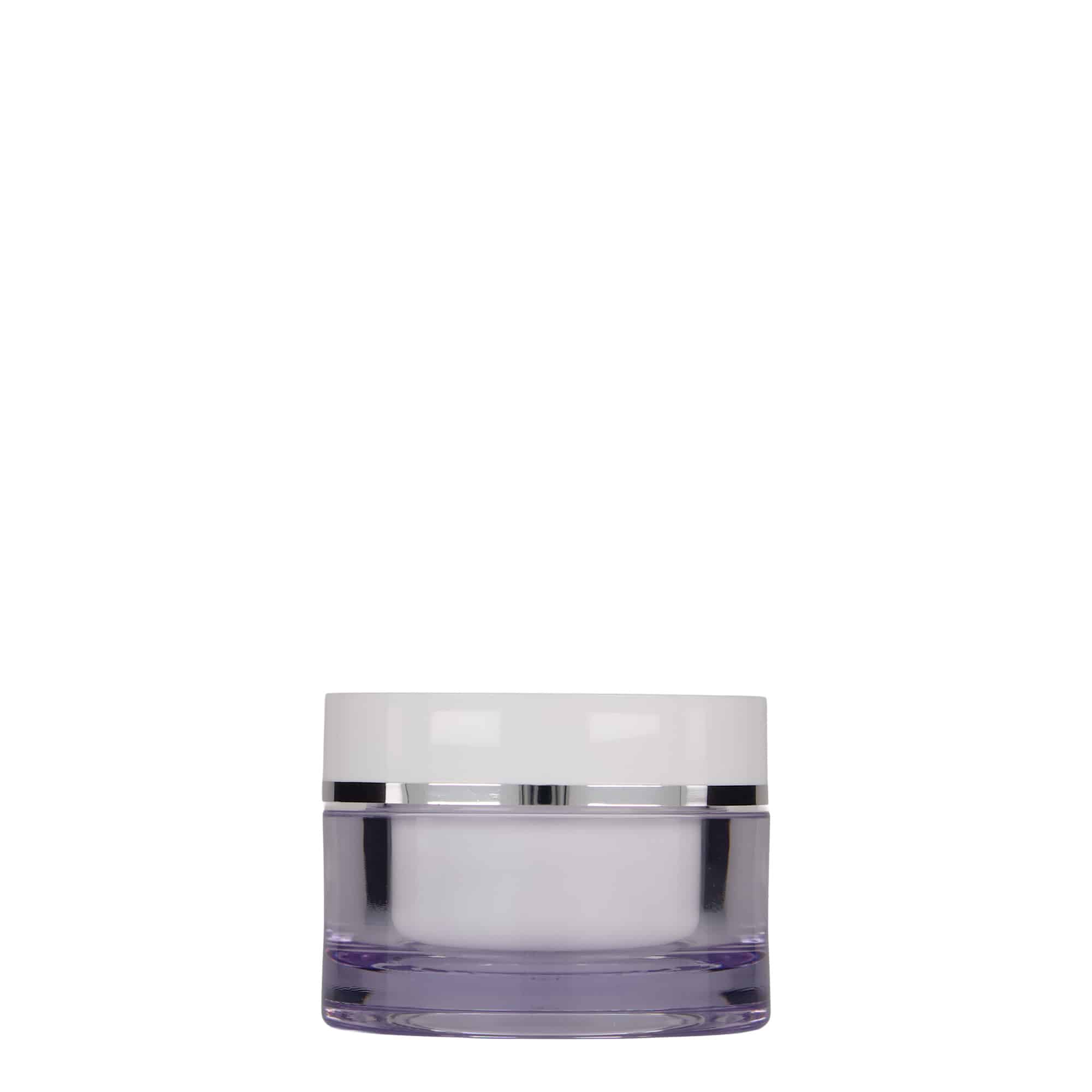 50 ml barattolo, plastica SAN, bianco, bocca: chiusura a vite