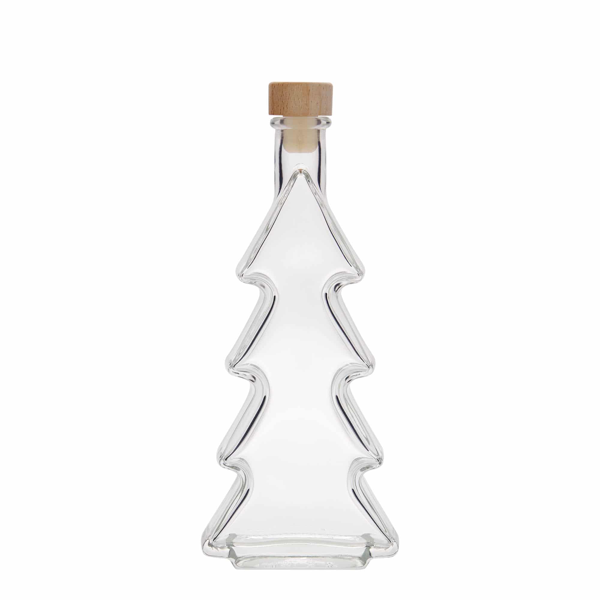 Bottiglia di vetro da 200 ml 'Albero di Natale', bocca: tappo di sughero