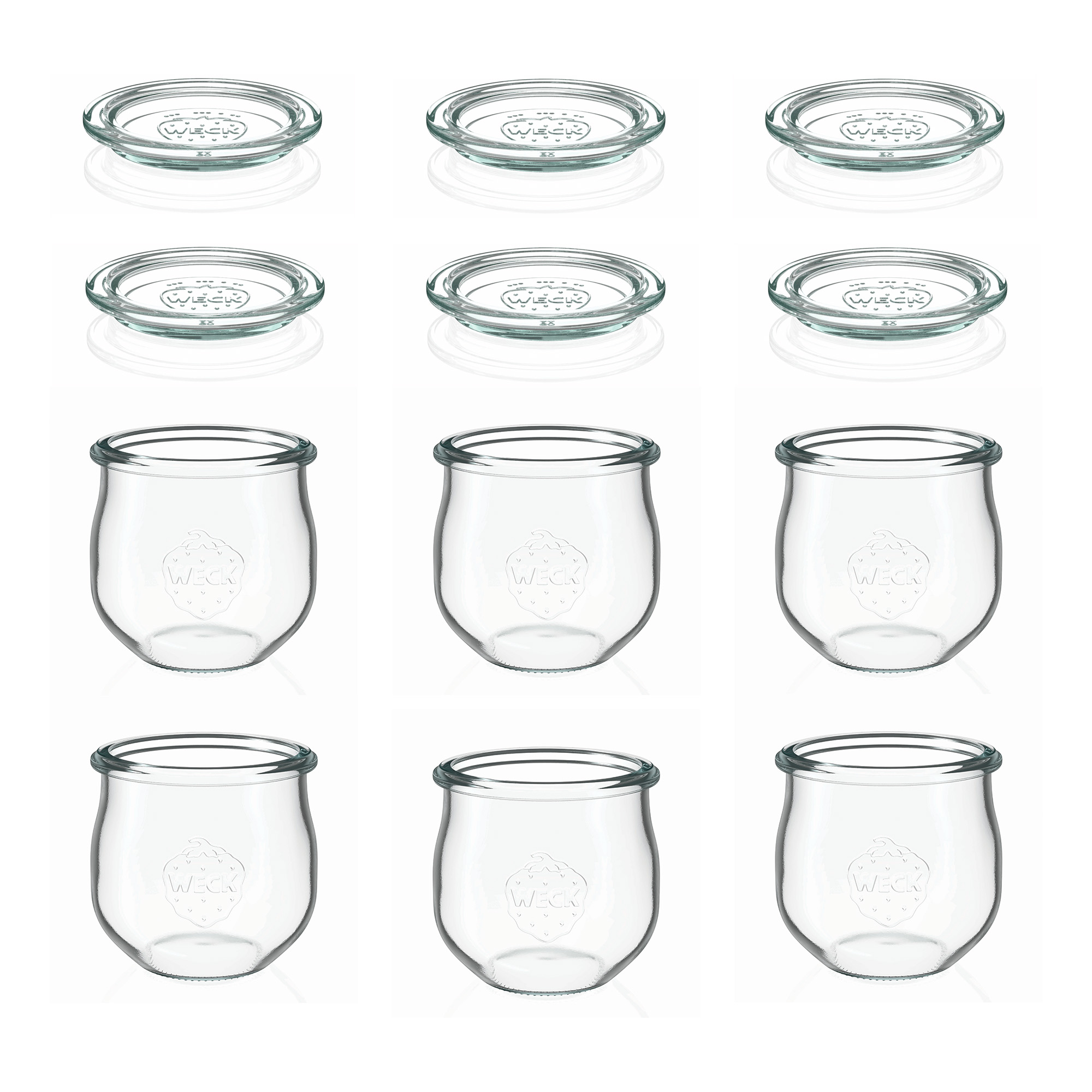 6x 370 ml vaso WECK a tulipano con coperchio in vetro RR 80